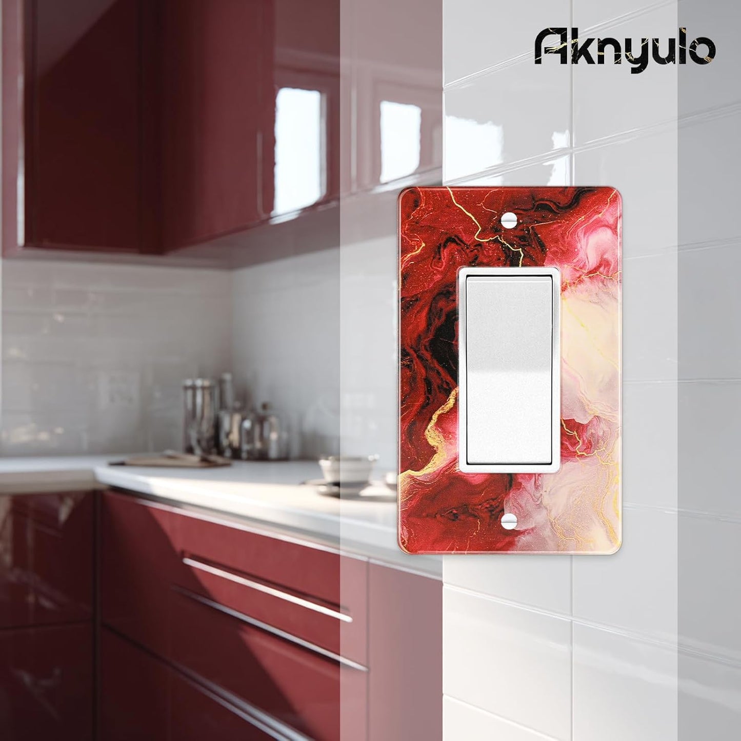 Rich Burgundy Marble Acrylic Wall Plate Switch Light Cover Durable Decorative Outlet Covers Switch Plates And Outlet Covers