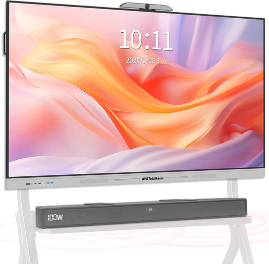75 Inch Smart Board, 4K UHD Interactive Whiteboard with Auto Framing 4K AI-Camera and Soundbar, All in One Digital Whiteboard for Classroom and Business- Android 14(8+128GB)