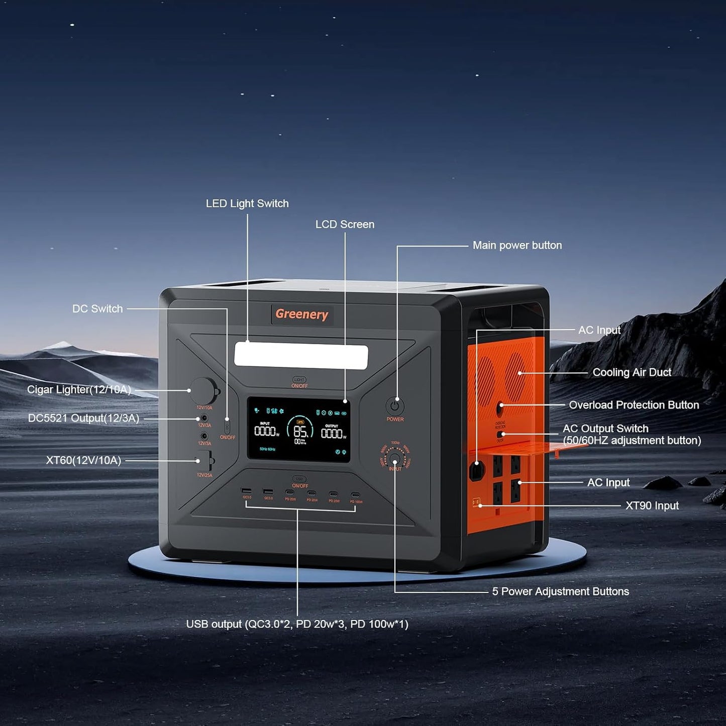 Greenery 2500W Portable Power Station, 2304Wh Large Capacity Solar Generator with 200W Solar Panel, BMS Emergency Power Station for Home Backup, Camping, Outdoor Battery Backup