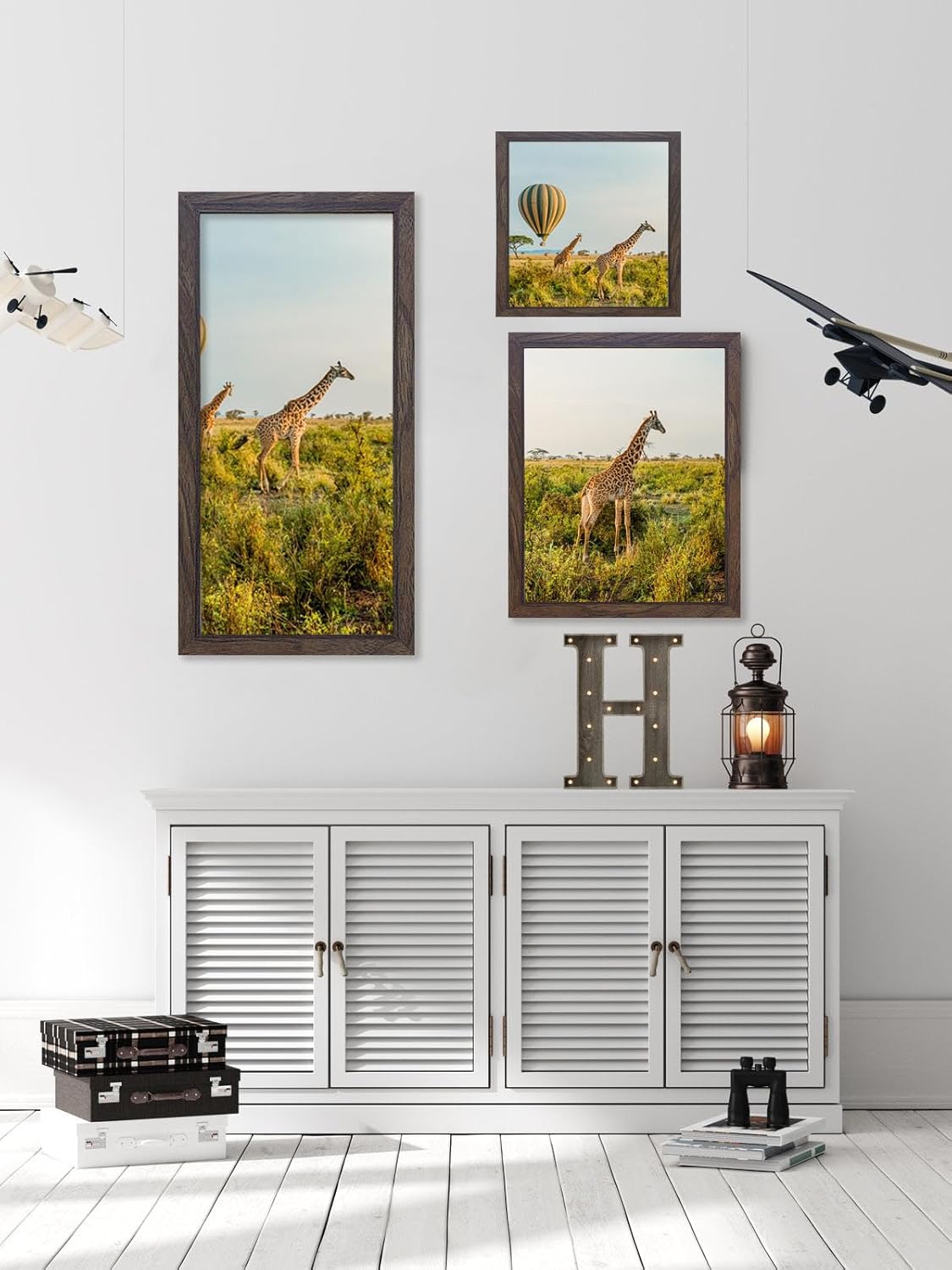 12x12 Picture Frame Set of 3, walnut Wooden Frame 12by12 Square Wall Gallery Poster Photo frame with Durable Shatter Resistant Plexiglass for Wall Hanging best gift