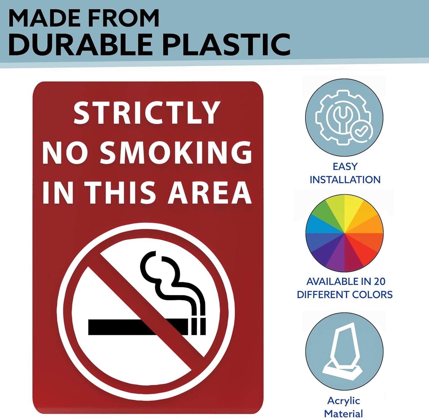 Strictly No Smoking in This Area Sign - ADA Compliant Digitally Printed Text Wall Sign - Smoke-Free Area Signs for Offices, Businesses, Hotels, and Restaurants - Vinyl 5” x 3.5”