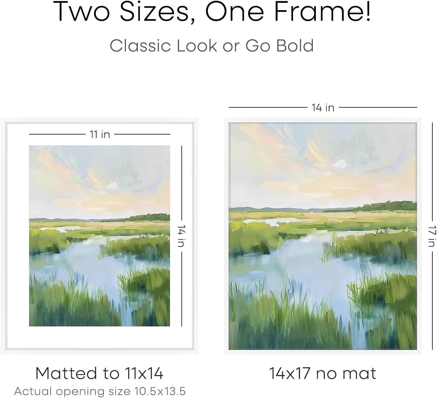 Homeforia 14x17 Picture Frame White, High End Metal 14 x 17 Poster Frames with Mat 11 x 14 for Photo, 14x17 White Frame Matted to 11x14 inch Print, 17x14 Thin Frame, Tempered Glass, Wall Kit, Set of 1