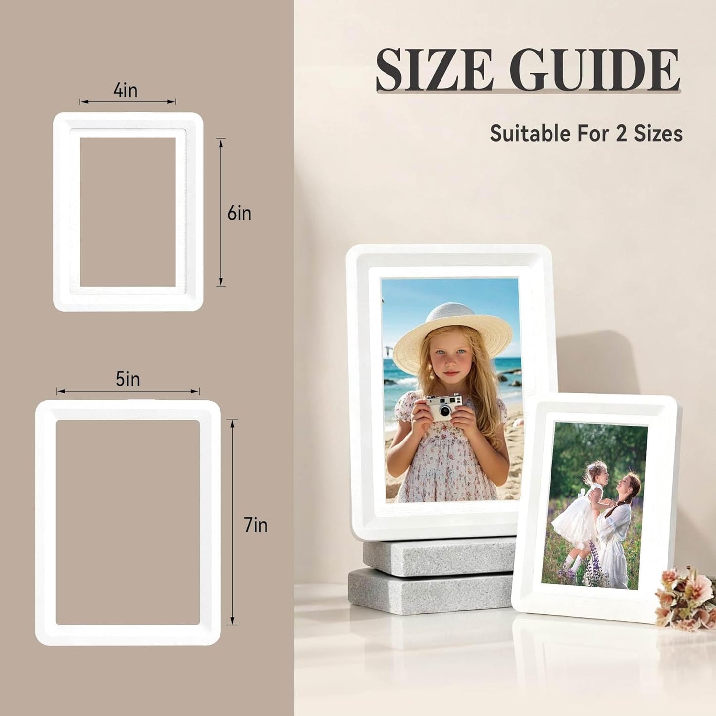 White 5x7 Picture Frame with Acrylic Front 10 Pack, ABS Frame for 5x7 or 4x11 Photos, Shatterproof UV-Resistant Tabletop Photo Frame, Vertical/Horizontal Display for Home Décor