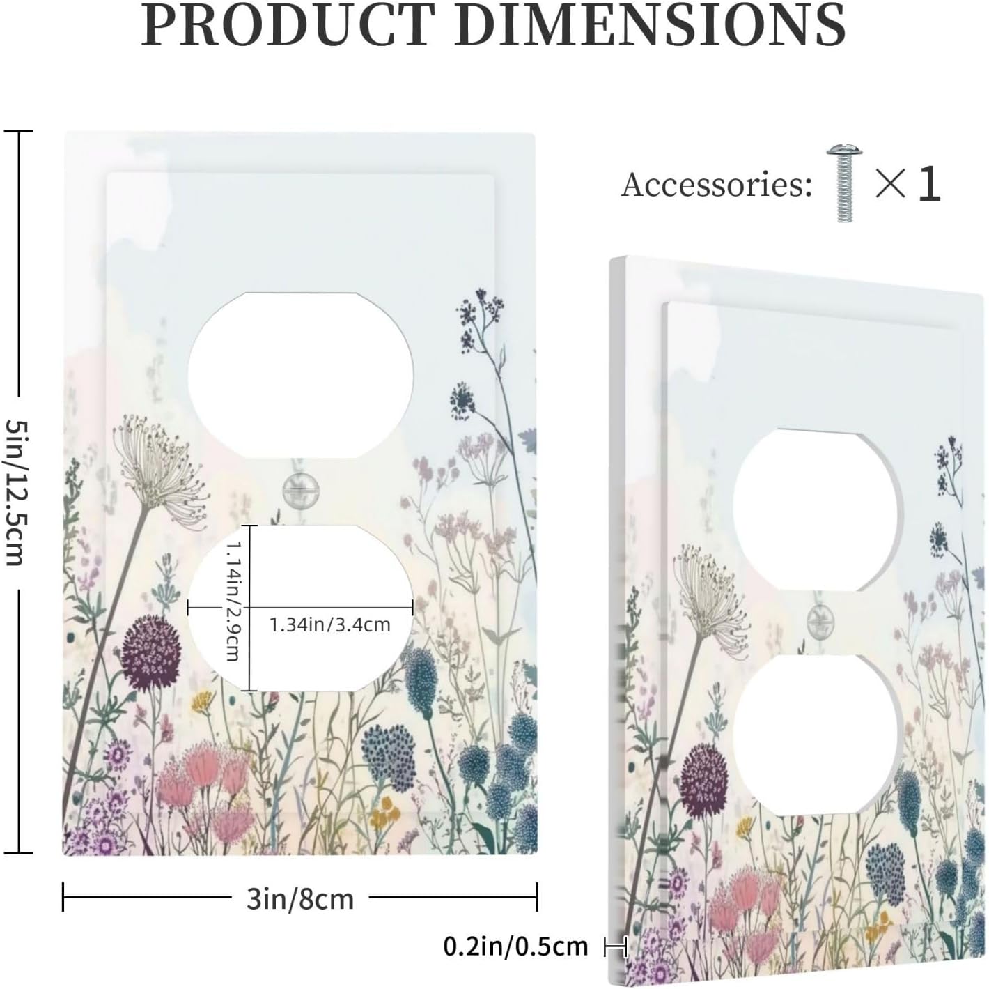 Colorful Wildflower Watercolor Dandelion Floral Outlet Covers 1 Gang Duplex Light Switch Cover Decorative Switch Plates Electrical Receptacle Faceplate Wall Plate For Cabin Home Decor
