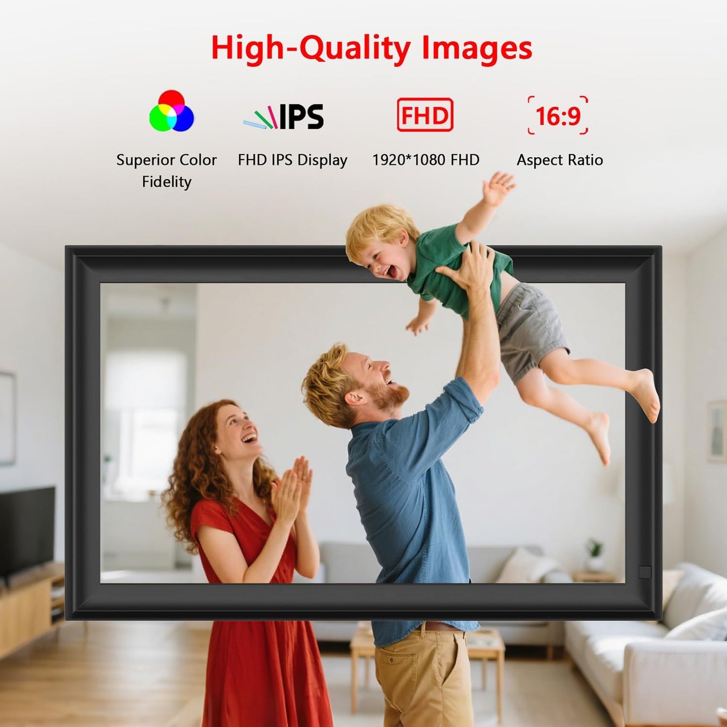 Frameo 15.6 Inch Large Digital Photo Frame, Digital Picture Frame WiFi, IPS HD Touch Screen, 32GB Storage, Photo Frame with Auto-Rotate Instant Share Photo/Video Sharing via Frameo App, Gift for Mom
