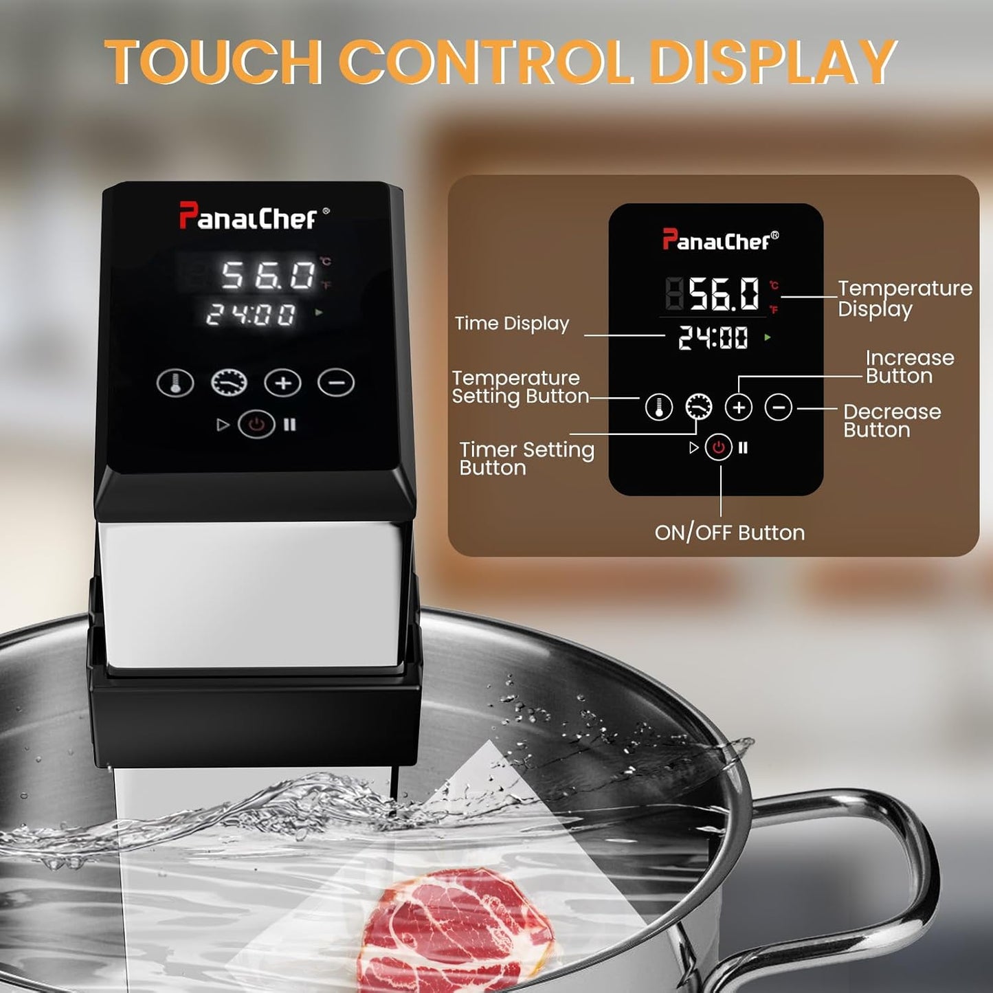 Commercial Sous Vide Machine for Restaurant, 1600W Sous Vide Cooker, 360° Immersion Circulator, 15dB Ultra-Quiet, IPX7 Waterproof, Powerful Pump Design, Accurate Temperature Control
