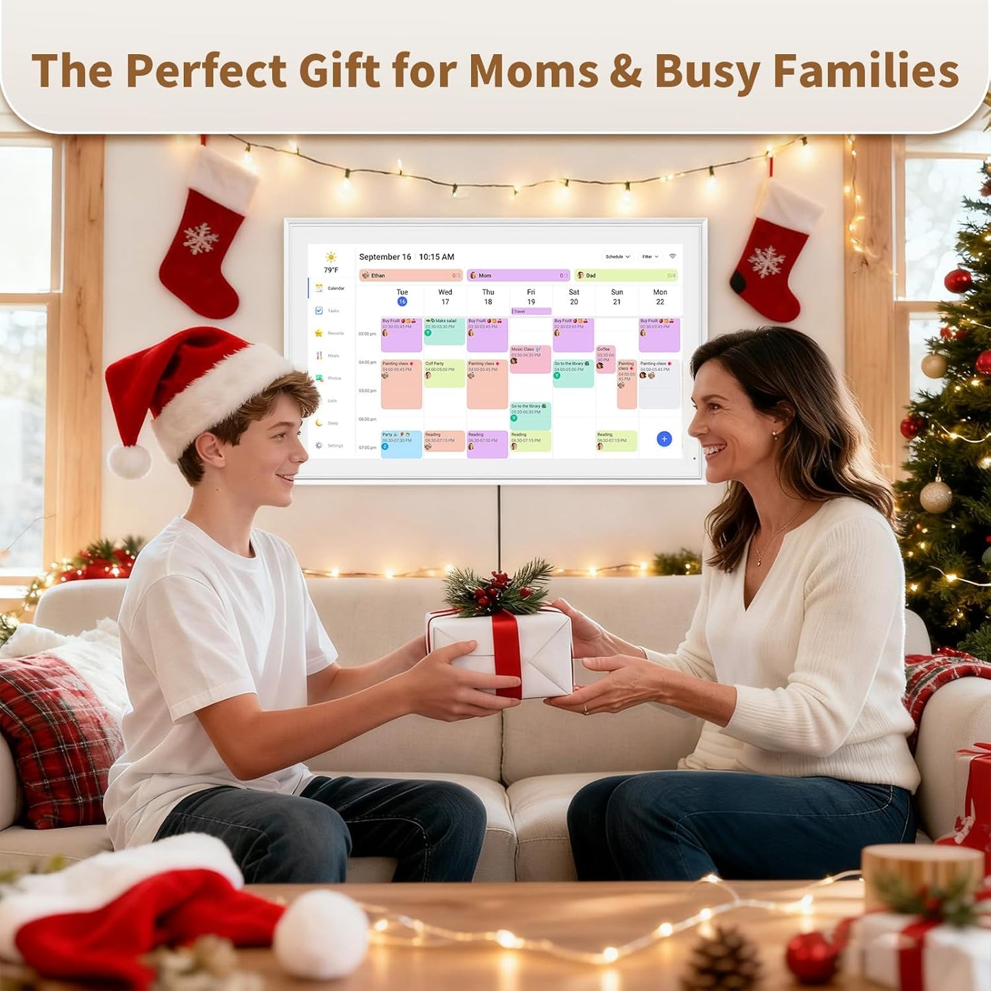 Canupdog 21.5 Inch Digital Calendar, Electronic Planner & Chore Chart with 1920x1080P IPS Touchscreen, Task Rewards System, Interactive Display for Family Schedules, Christmas Gifts for Women Mom