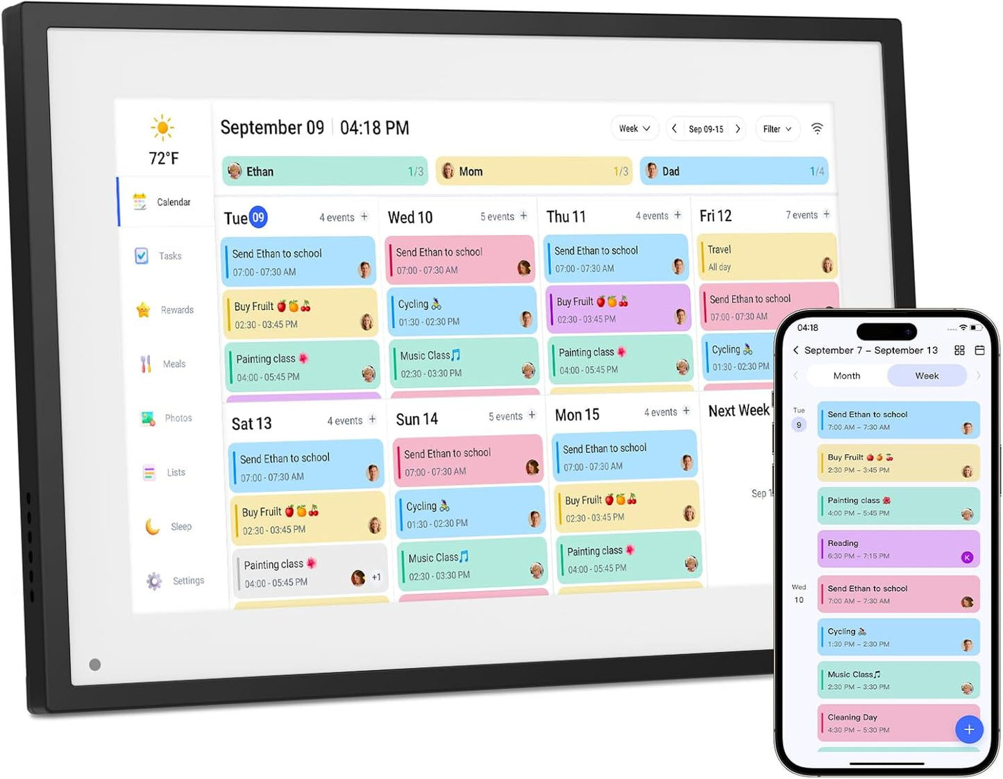 Canupdog Digital Calendar, 10.1inch Smart WiFi Digital Calendar&Chore Chart, Touch Screen HD Display for Family Schedules, Share Moments Instantly from Anywhere, Christmas Gifts for Women Mom, Black