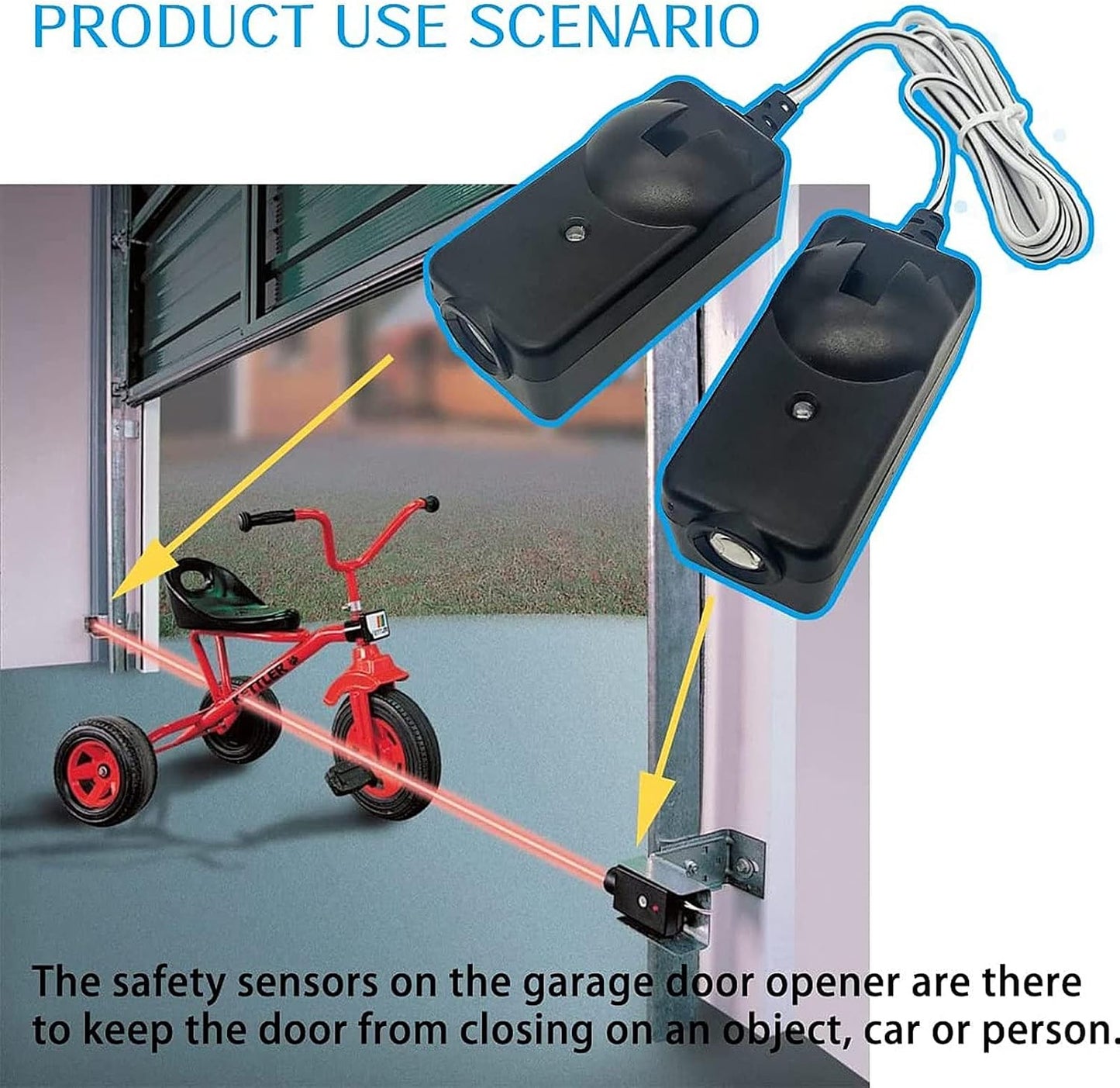 Garage Door Opener Safety Sensor Kit with Bracket, ABS Raynor Pilot Garage Door Safety Sensor for Liftmaster, Chamberlain, Sears, Raynor, Garage Door Opener