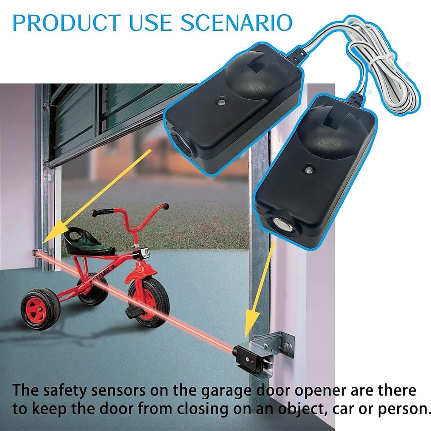 Garage Door Opener Safety Sensor Kit with Brackets Sensors, High Accuracy, Chamberlain, Sears, Raynor,