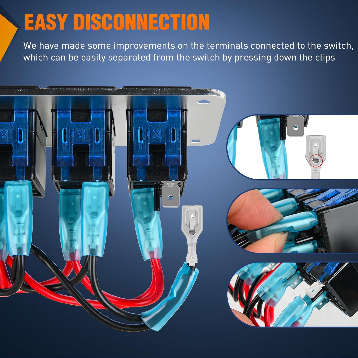 Nilight 3 Gang Rocker Switch Panel 3 Pin On Off Pre-Wired Blue LED Waterproof Aluminum with DIY Stickers for 12V 24V Automotive Cars Marine Boats UTV Truck Jeeps