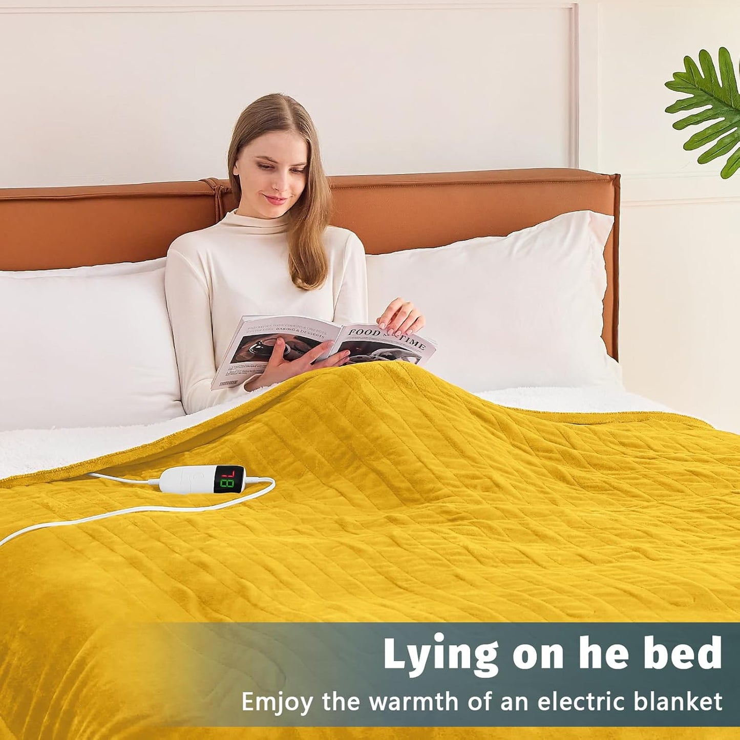 BOMOVA Heated Electric Blanket Throw Size- 50" x 60" Heating Blanket with 10 Heating Levels & 8 Hours Auto Off, Warm Flannel Blanket, Christmas Birthday Gifts for Women