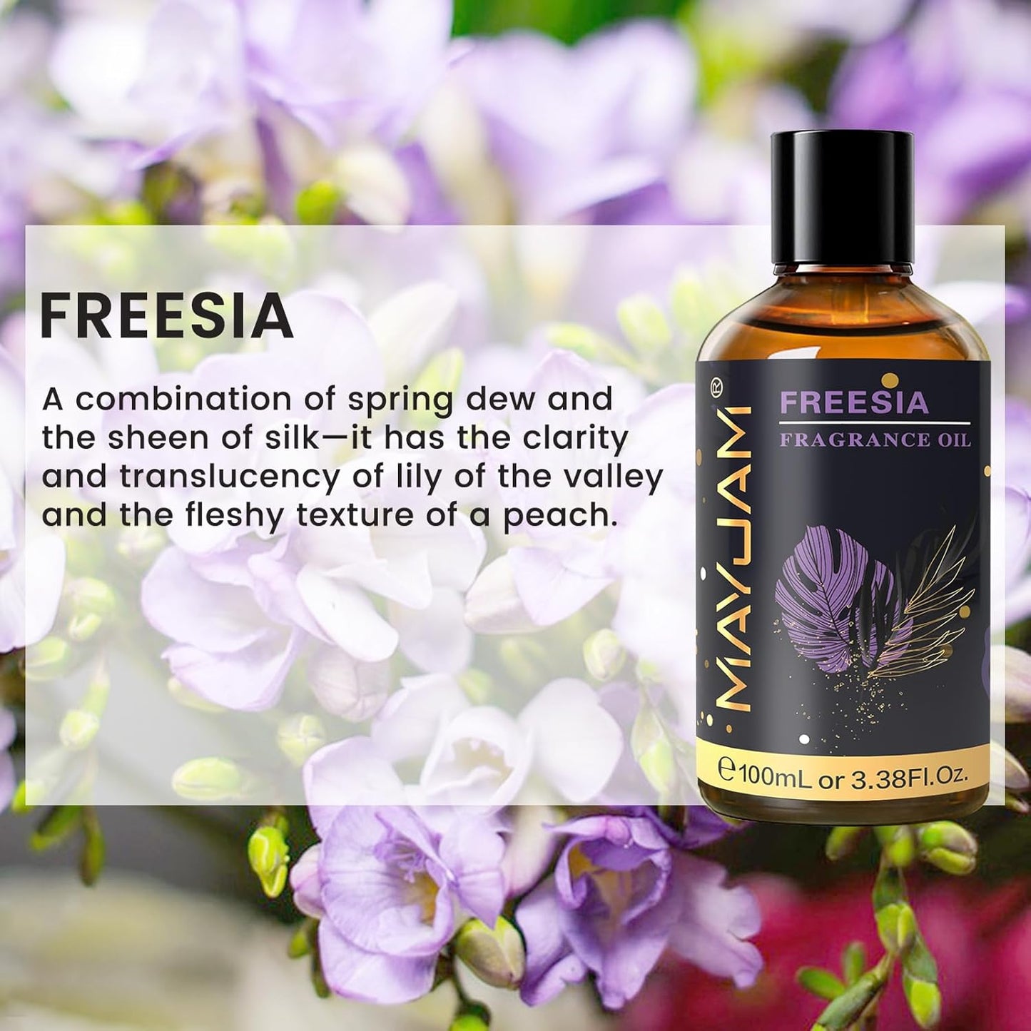 MAYJAM 100ML/3.38FL.OZ Freesia Fragrance Oils with Glass Dropper, Essential Oils for Diffusers for Home, Long Lasting Scented Oils for Diffusers Soap Candle Making