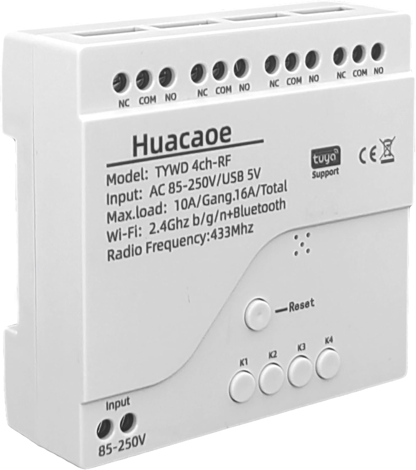 Tuya 4 Channel Updated USB 5V/AC 85-250V, Momentary Inching Self-Locking Relay Module,Tuya App Remote Control,WiFi RF Bluetooth Switch Module,Dry Contact,Compatible with Alexa Goolge Home