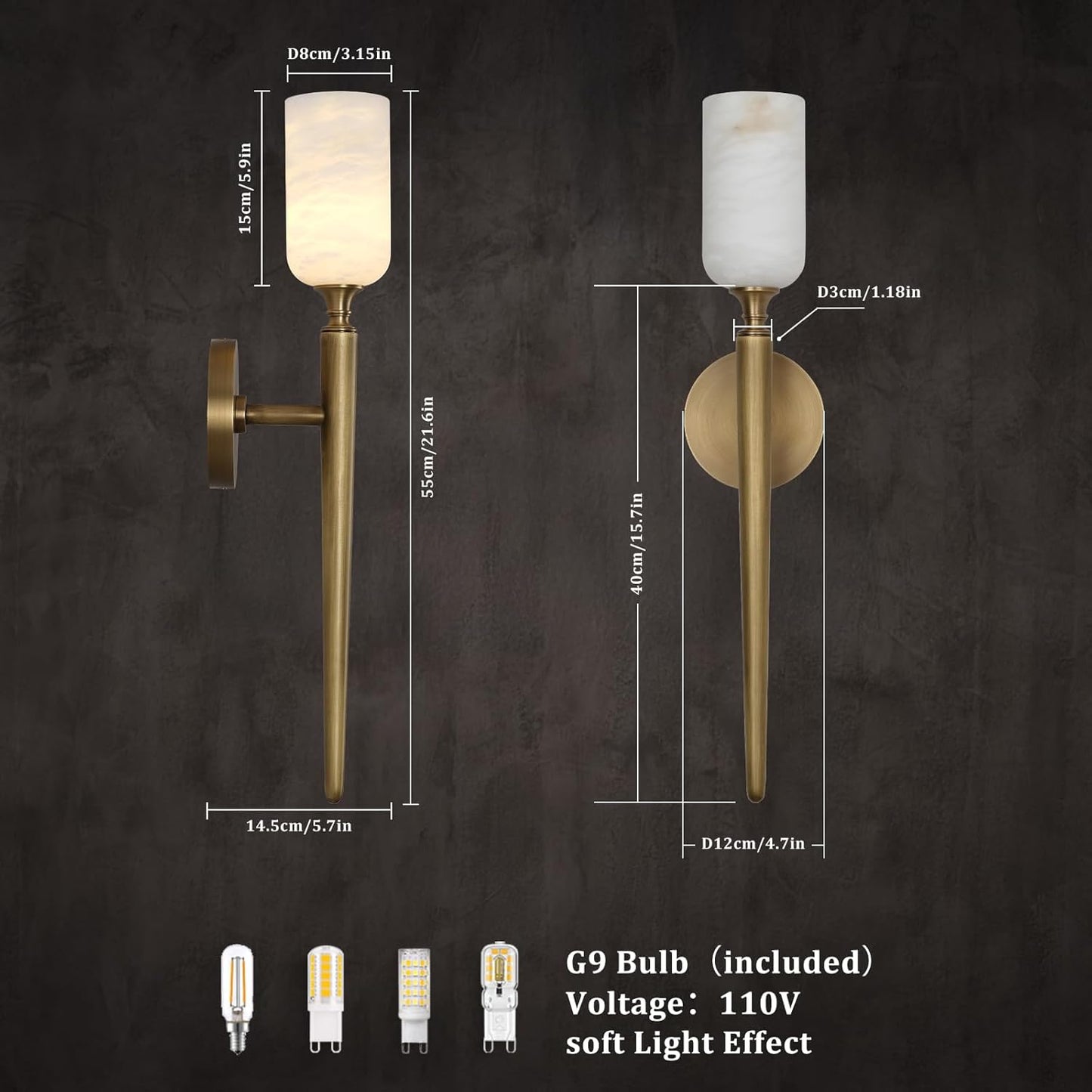 Alabaster Wall Sconce 22in Antique Brass Sconces Wall Lighting, Imported in Spain Natural Alabaster, Bathroom Sconce Gold Sconces Wall Decor, For Living Room dining room Hallway Bedside Staircase