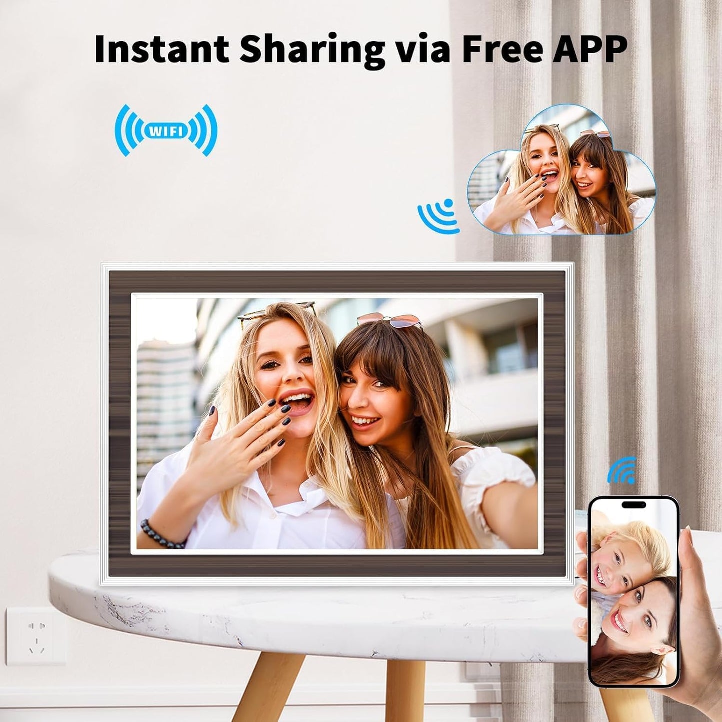 Digital Picture Frame 10.1 Inch WiFi Digital Photo Frame, IPS Touch Screen, 16GB Storage, Auto Rotate, Share Photos & Videos via Uhale App, for Family & Friends