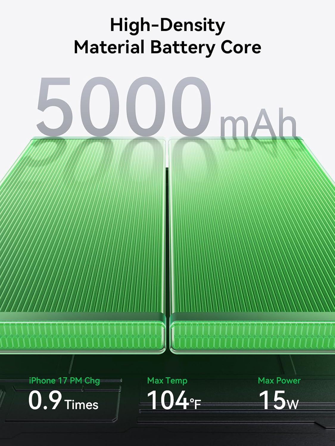 THREEKEY 0.3'' Ultra Slim for MagSafe Portable Charger, 5000mAh Card Slim Magnetic Power Bank,15W Wireless Fast Charging Battery Pack for iPhone 17 Air 16 15 14 13 12 Pro Max Plus (Ice Grey)