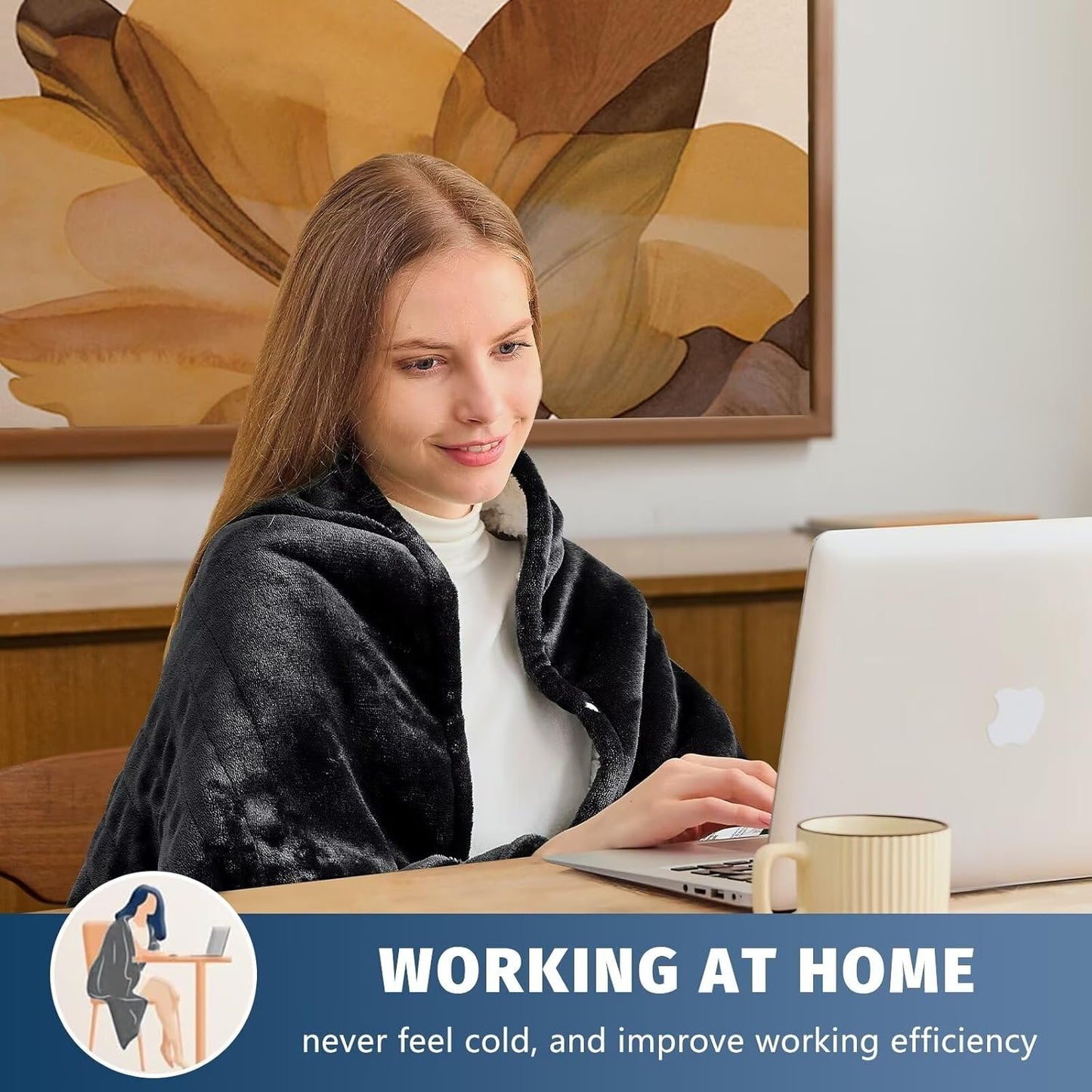 BOMOVA Heated Electric Blanket Full Size - 72" x 84" Heating Blanket with 10 Heating Levels & 8 Hours Auto Off, Warm Flannel Blanket, Christmas Birthday Gifts for Women