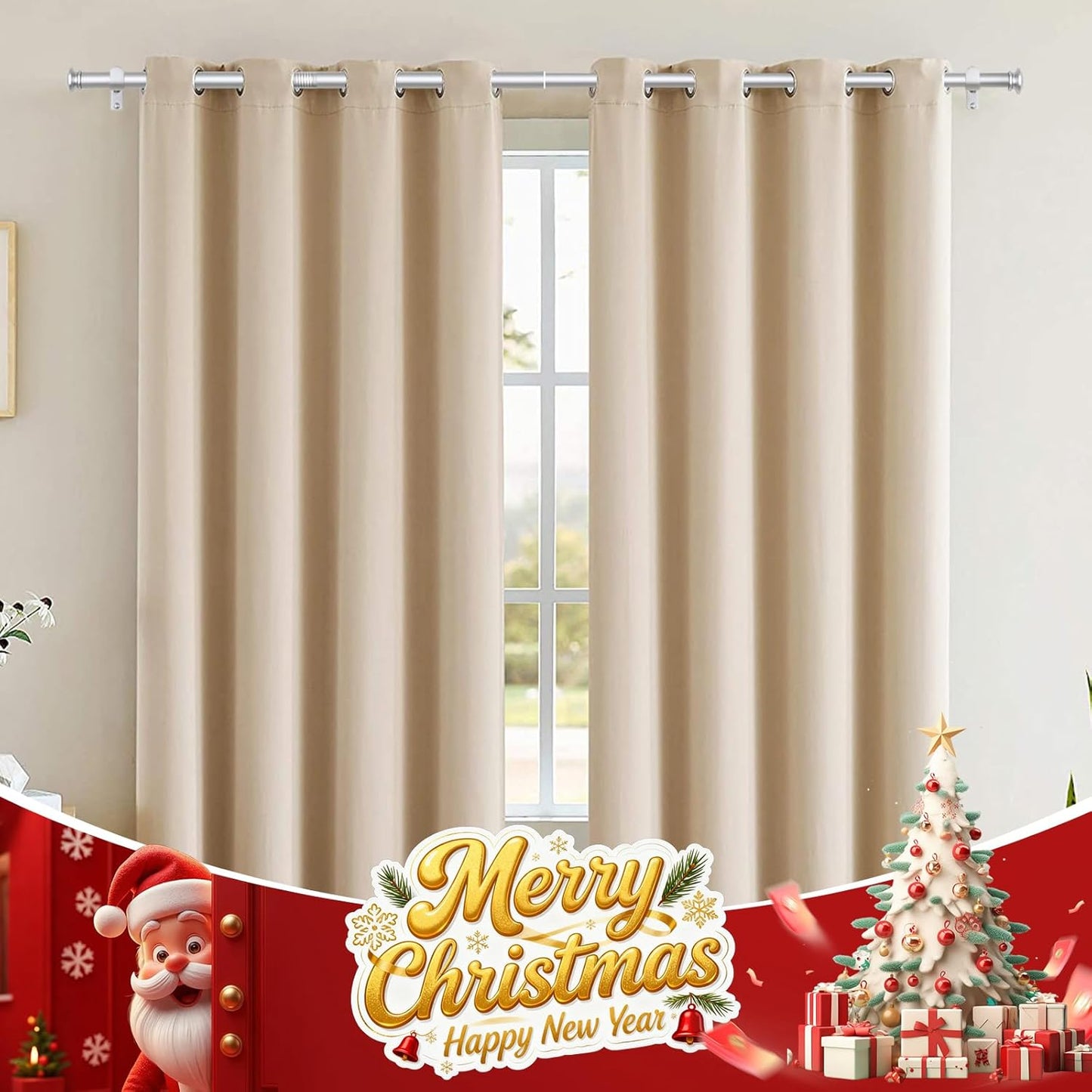 TONIAL Curtain Rod 32 to 115 Inch(2.6-9.6ft), Telescoping Splicing 3/4 Drapery Rods for Windows 83 to 110 Inch(6.9-9.1ft), Decorative Single Rod with Small Cap Finial, Silver