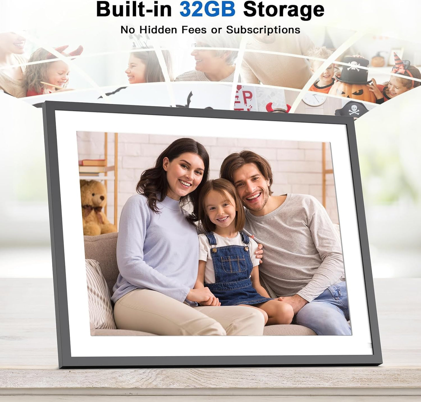 17-Inch Digital Picture Frame 32GB, Dual WiFi Full Function Digital Photo Frame, Auto Rotate, Wall Mounted Digital Frame, Unlimited Cloud Storage, Sharing Photos and Videos via App or Email Instantly