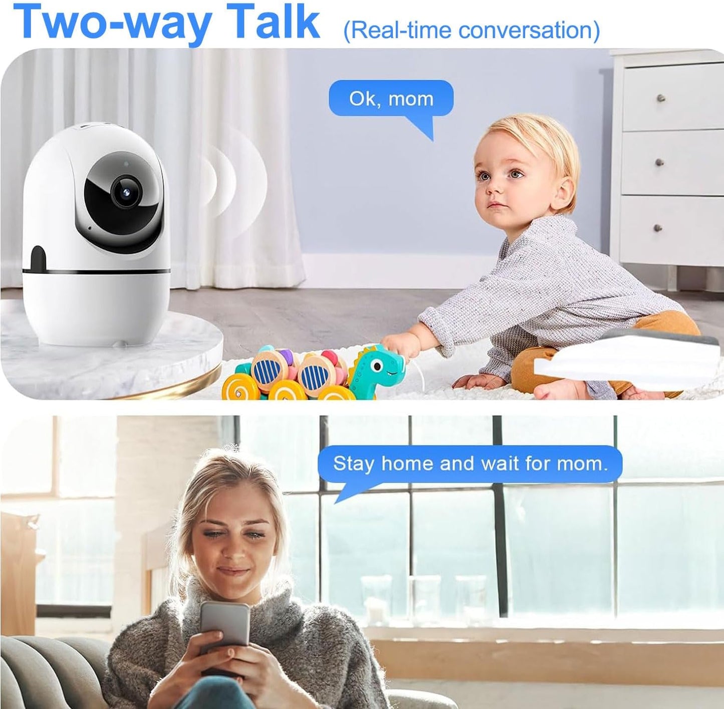 Indoor Security Camera, 5G & 2.4GHz Dog/Puppy/Pet WiFi Security Camera with Phone App, 360° Pan/Tilt Home Cameras Indoor, Smart AI Auto Tracking & Night Vision, US Cloud Storage (2Pack)