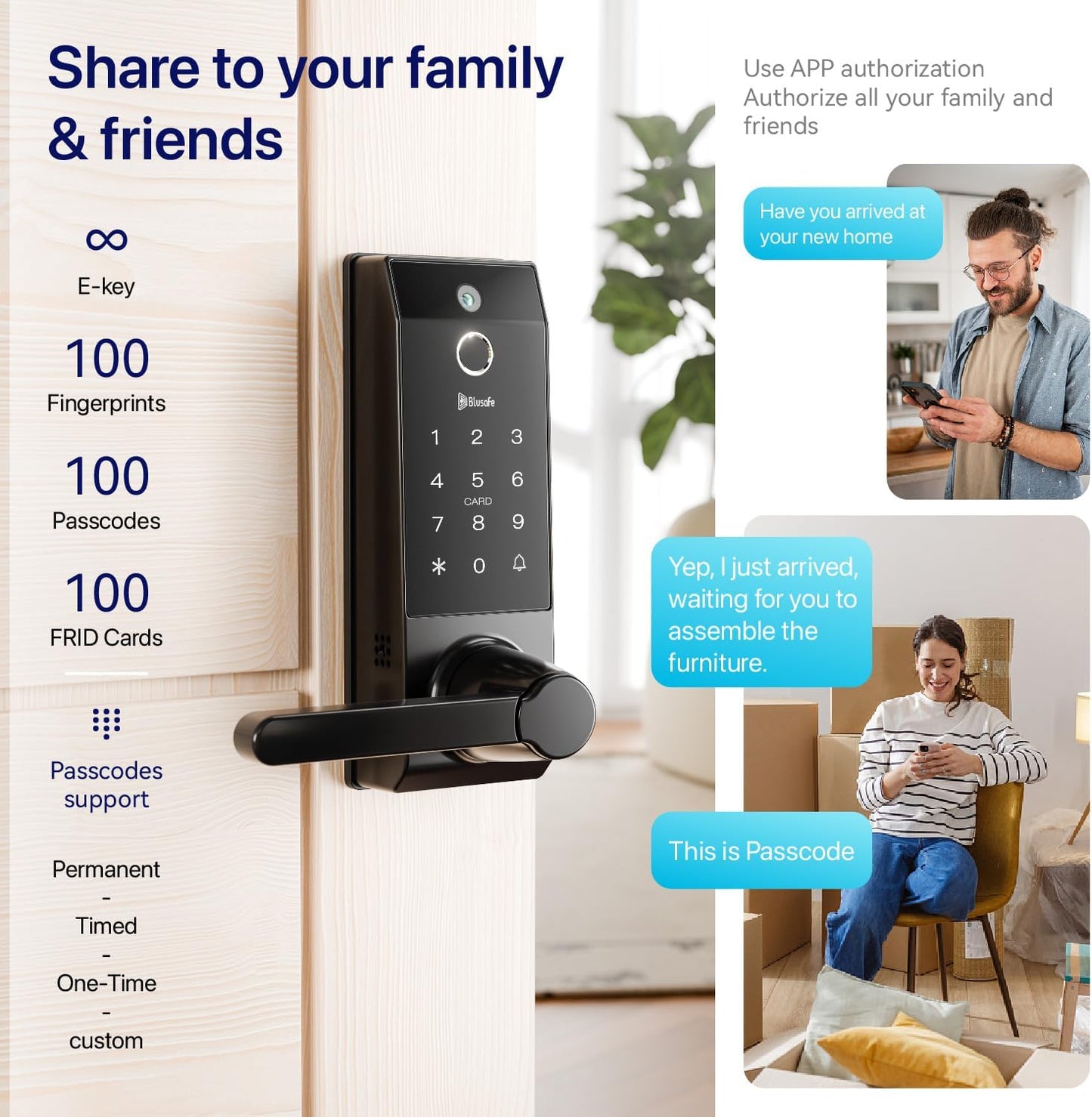 Smart Lock Doorbell Fingerprint Smart Door Lock Deadbolt for Homeowners or Parents Door Lock with Camera and Door Handle for Renters, Keyless Entry Door Lock for Front Door(Contour V Black)