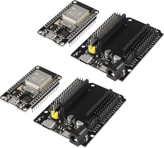 AITRIP 2 Sets ESP-WROOM-32 ESP32 ESP-32S Development Board CP2102 WiFi+Bluetooth Ultra-Low Power Dual Core ESP32-DevKitC-32 ESP-WROOM-32 with Expansion Board for Arduino