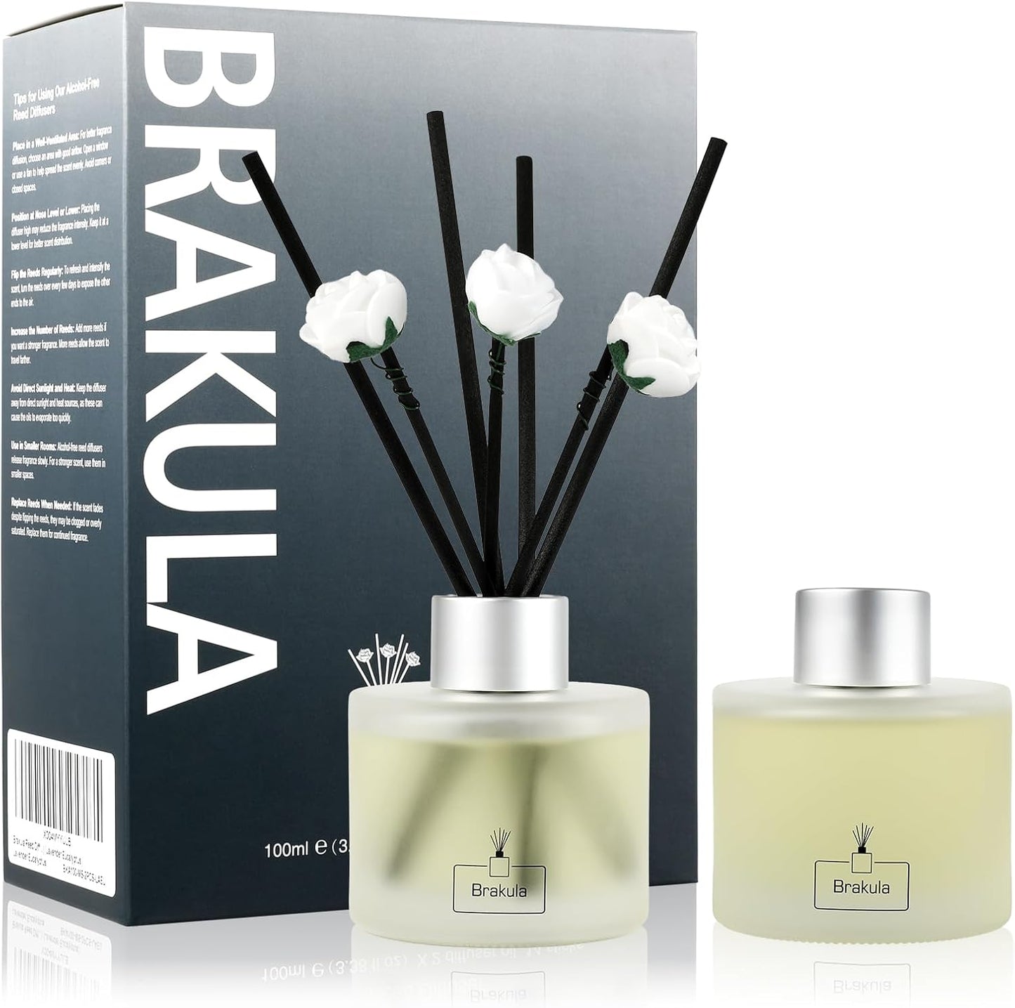 Brakula 2 Pack Reed Diffuser Set, Bamboo Scented, Home Fragrance with 14 Sticks Bathroom Decor, Reed diffusers for Home 6.76 fl oz (Bamboo)