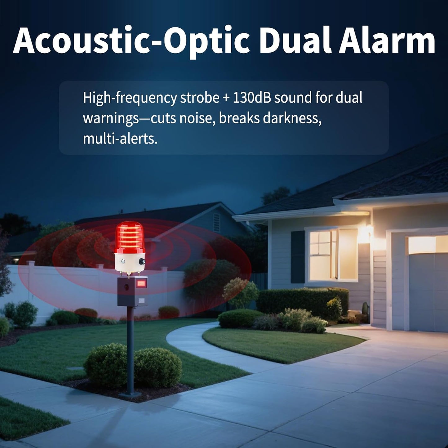 Industrial LED Rotating Warning Light, AC110V Red Strobe Light for Public Emergency Alarms, Indoor/Outdoor Safety Siren with Volume Adjustment/Plug and Buzzer (RED PRO(0-130dB,AC110V))