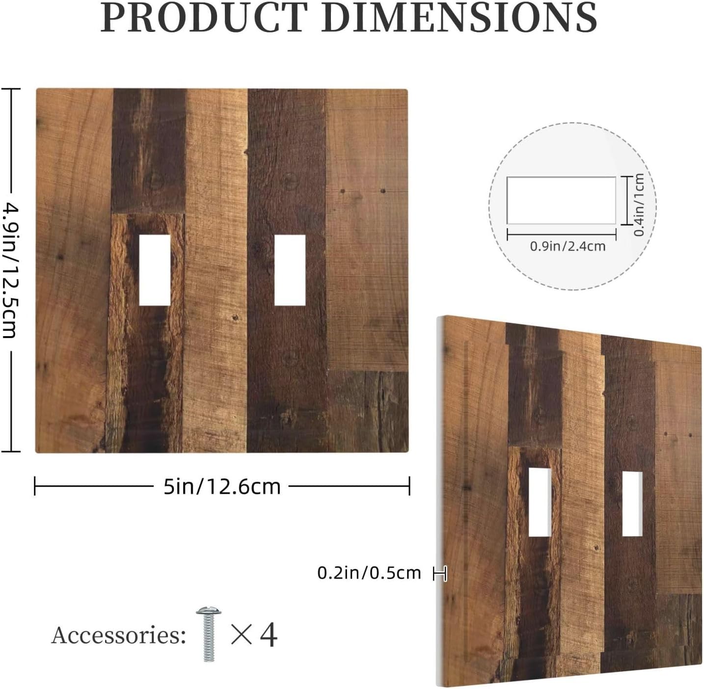Rustic Brown Wood Vintage Wood Board Decorative Switch Plates 2 Gang Double Toggle Outlet Light Switch Cover Wall Plate Electrical Faceplate For Farmhouse Cabin Decor