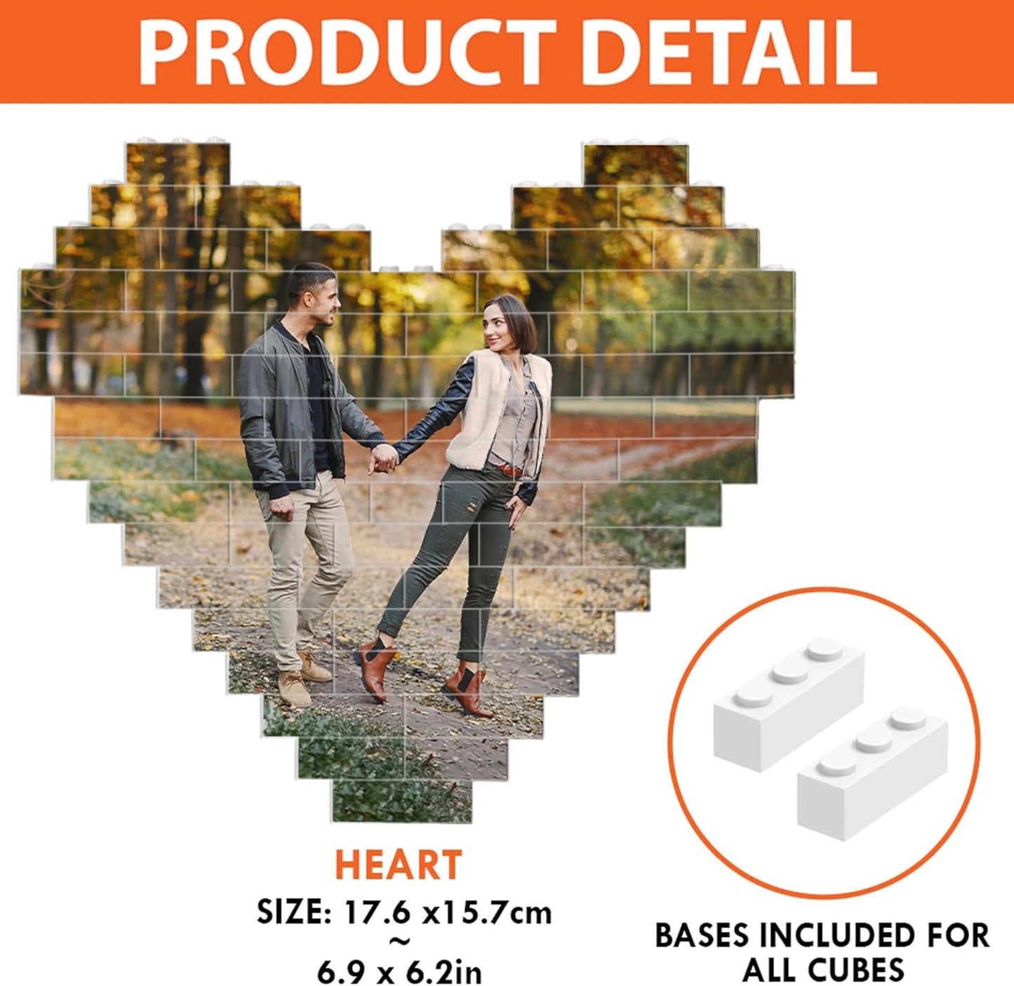 NAZENTI Personalized Building Brick Photo Block, Custom Couple Photo Puzzle, Customized Picture Block Gift for Boyfriend, Girlfriend, Husband, Wife, Family, Unique Couples Gifts for Valentine’s Day