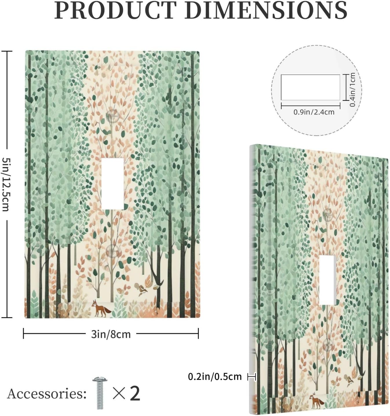 Boho Wildflower Forest Woodland Animals Decorative Light Switch Cover 1 Gang Single Toggle Decorator Outlet Wall Plate Device Electrical Faceplate Switchplates for Bedroom Bathroom Decor