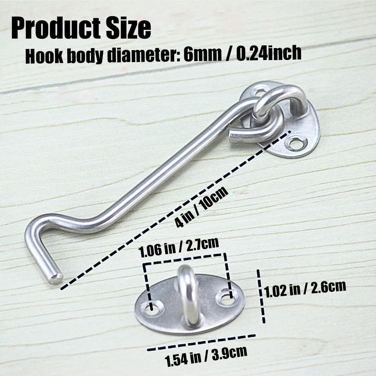 4 Pack Barn Door Latch Door Lock Hardware, Sliding Door Lock Eye Hook Latch with Screws, Rust-Resistant Metal Gate Latch, Privacy Hooks Latch for Inside Door
