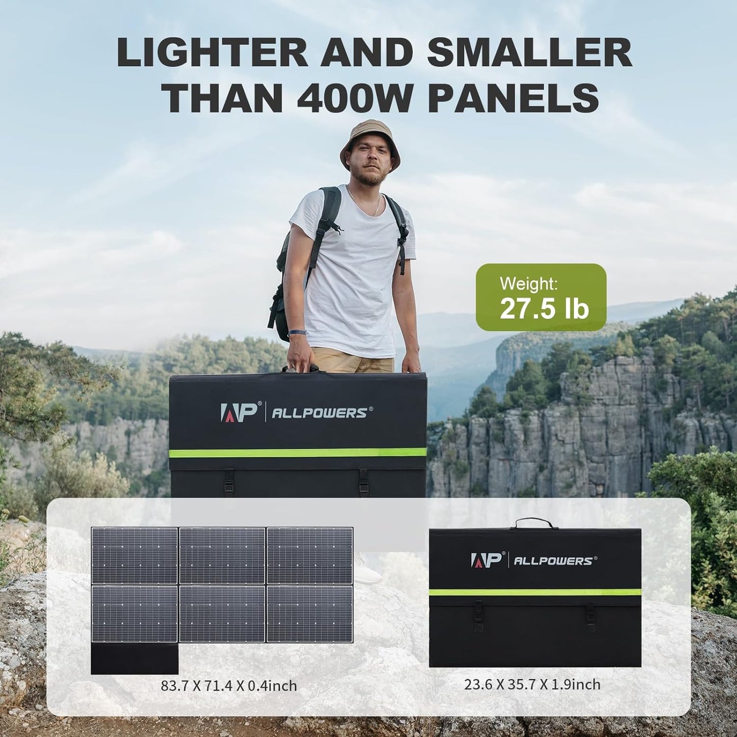 ALLPOWERS SP039 600W Foldable Solar Panel, 24% Efficient IP66 Waterproof for RV Camping Home & 12V Systems, Compact Portable Design（SP039-600W