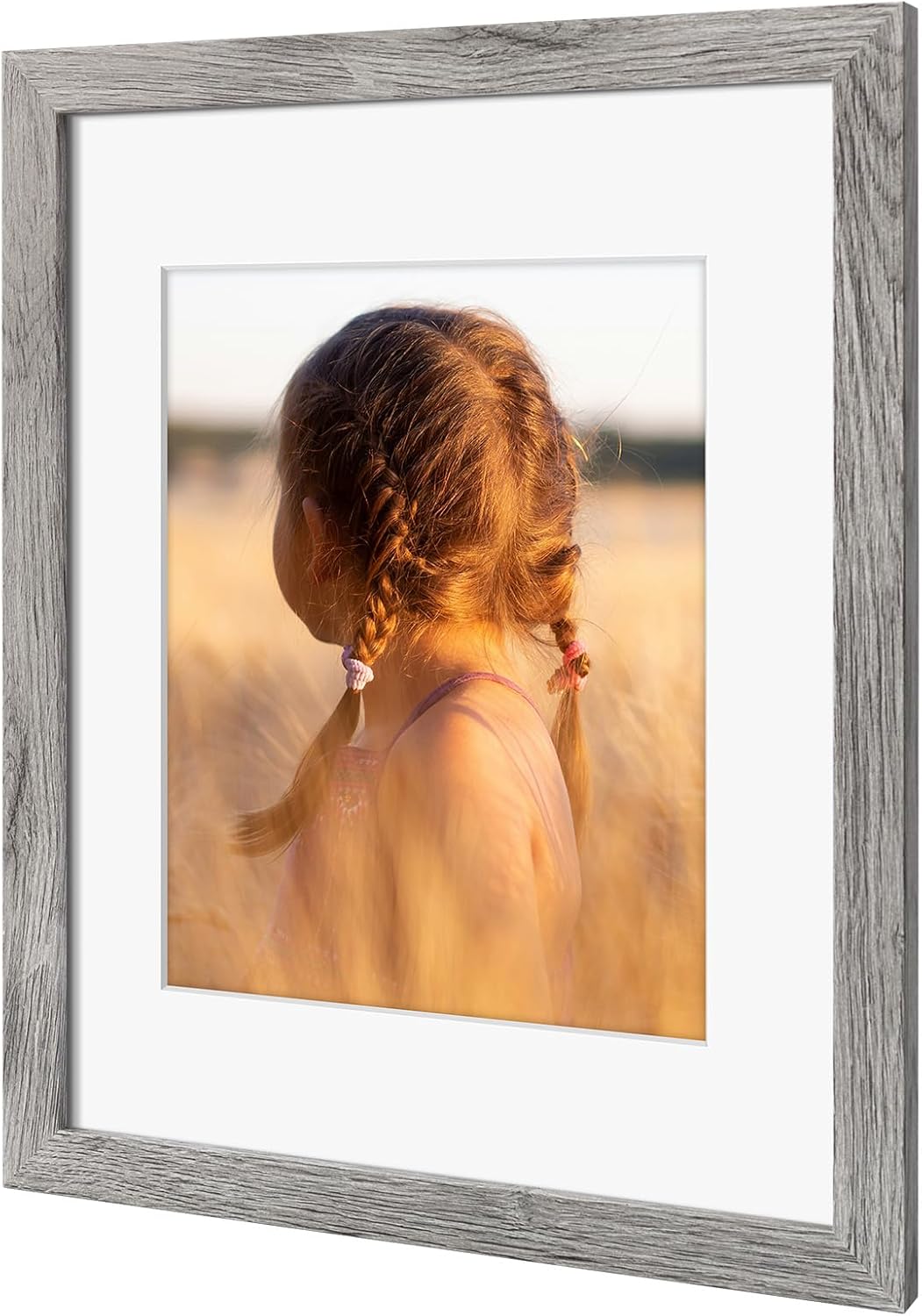 Golden State Art, 11x14 Picture Frame with Mat for 8x10 - High Definition Glass Wall Mounting Horizontal Vertical Display (Gray, 1 Pack)