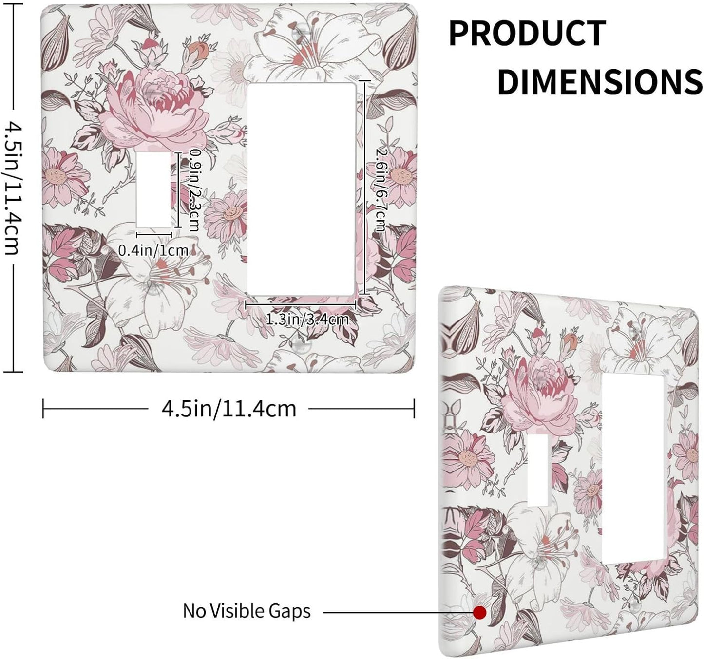Outlet Covers Modern Watercolor Flower Pink White Wildflower 1 Toggle 1 Rocker Combination Decorative Wall Plate Light Switch Cover Plate Electrical Switch Plates for Bedroom Home Decor