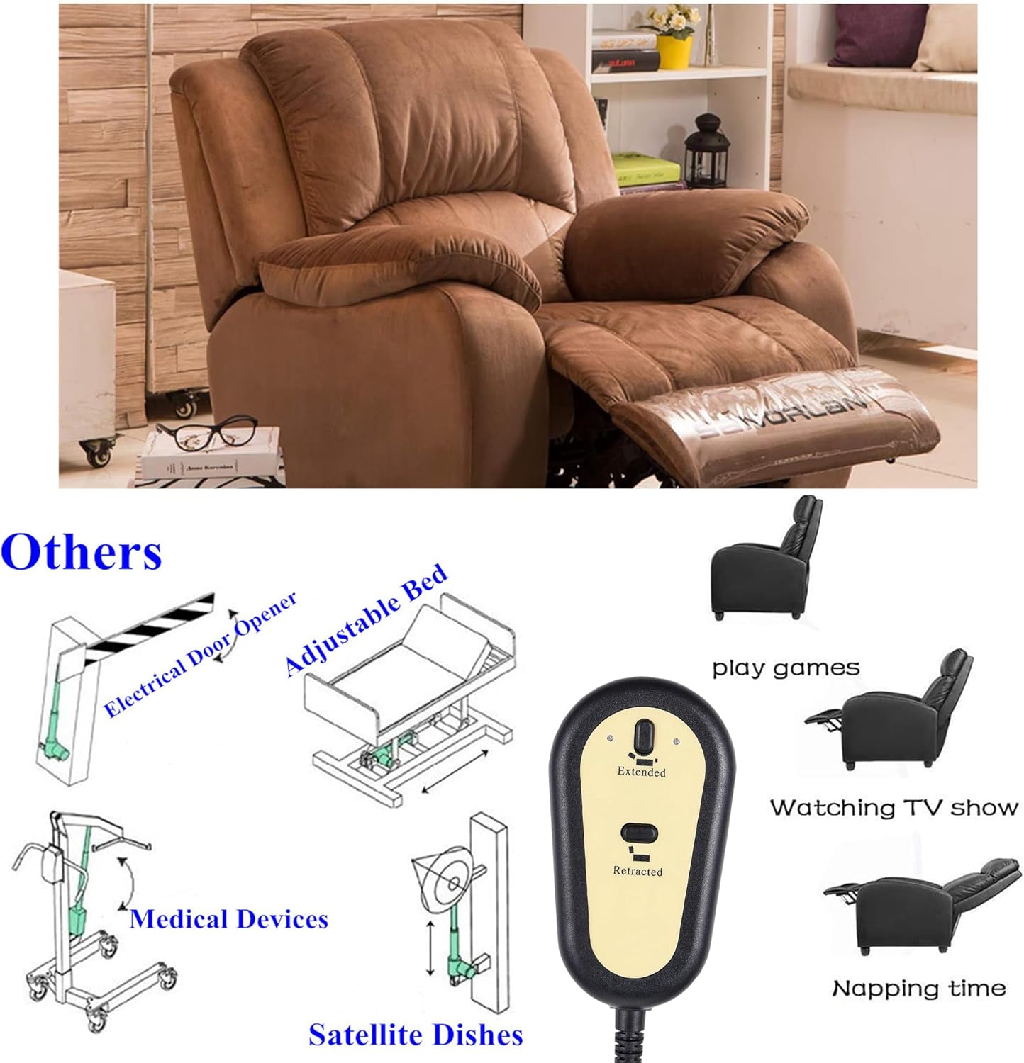 Lift Chair Remote Replacement,2 Button Chair Lift Remote Control,5 Pin Plug Recliner Replacement Fixed Electric Sofa Recliner Lift Handle