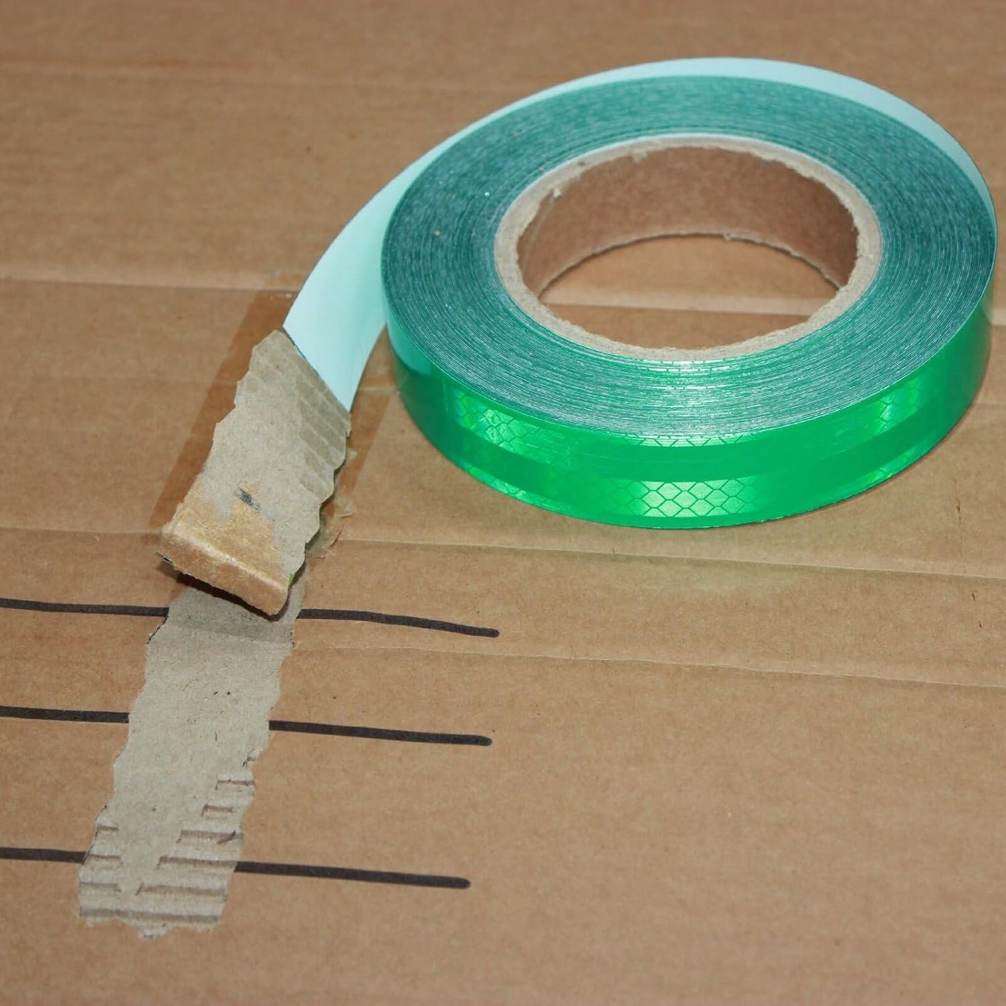 Non Fading Green Reflective Tape Outdoor Waterproof 1 inch Wide, High Visibility Warning Industrial Marking Tape, Safety Stickers (168 feet)