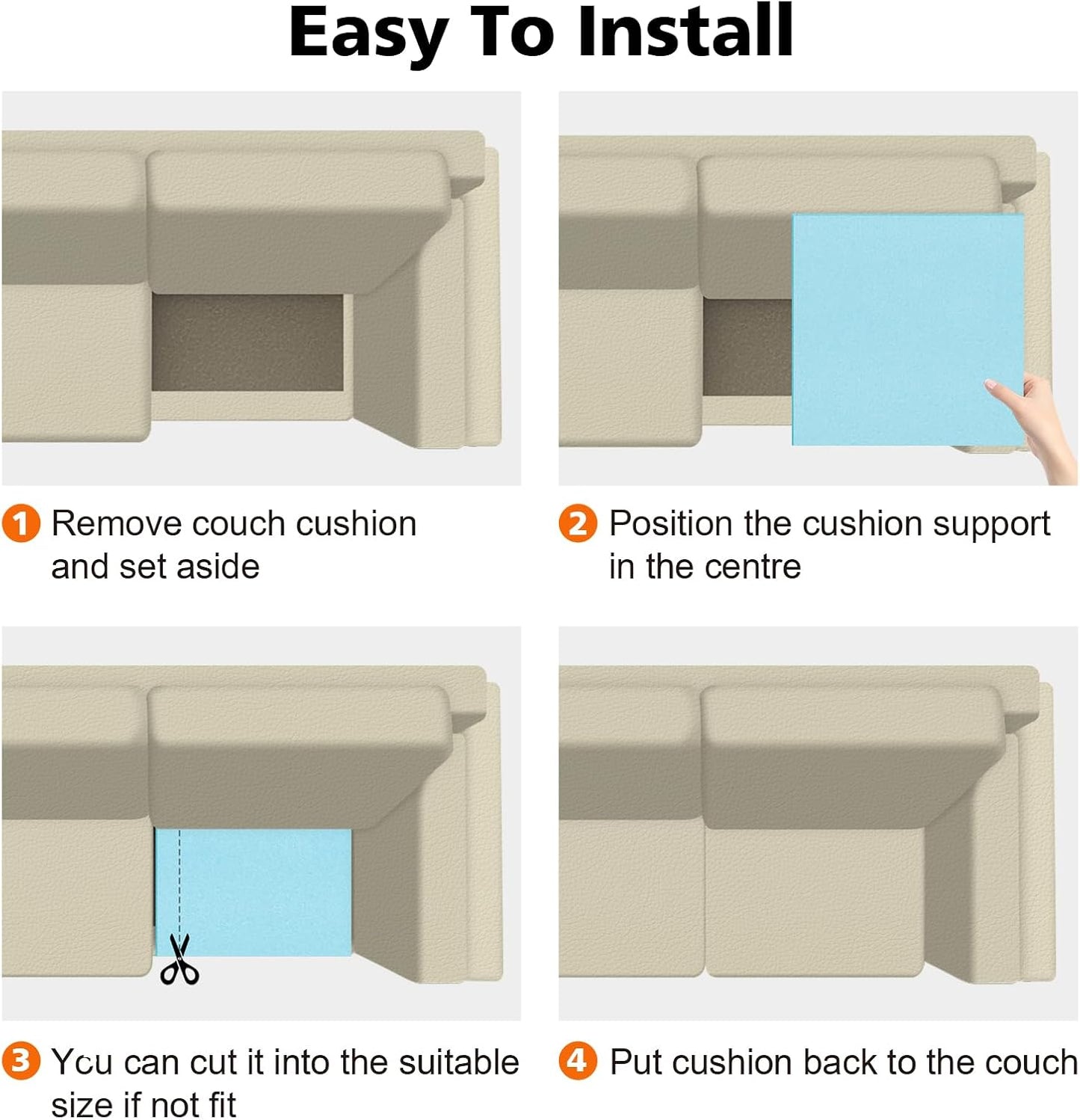 Couch Cushions Support for Sagging Seat -20"X 20"Curved Foam Sofa Cushion Support Board,Blue Couch Supporterfor Under The Cushions,Set of 3