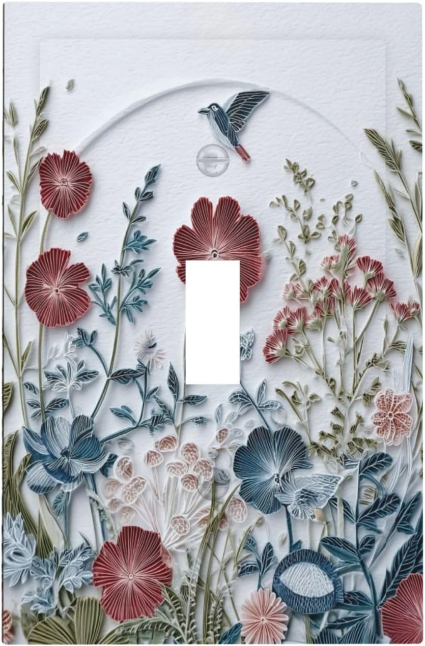 Wildflowers Flowers Floral Plants 1 Gang Single Toggle Wall Plate Cover Decorative Light Switch Covers Electrical Faceplate Switch Plates for Bathroom Kitchen Home