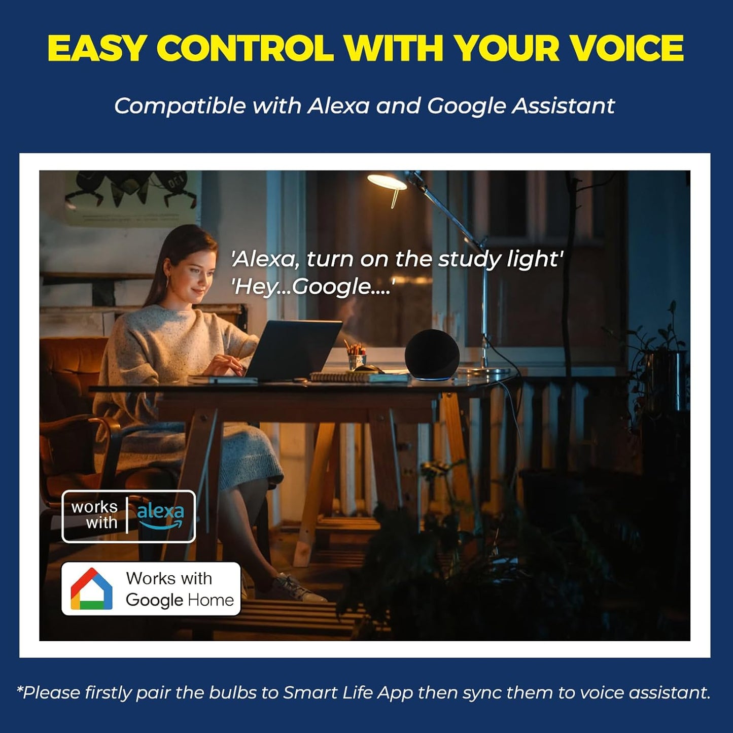 Lightinginside E12 Smart Light Bulbs 50W Equiv., G16.5 RGBCW Candelabra Chandelier Ceiling Fan Smart Bulb Works with Alexa/Google Home/Smart Life, 5W 550LM, 2.4G WiFi Bluetooth Bulb, ETL Listed, 1PC