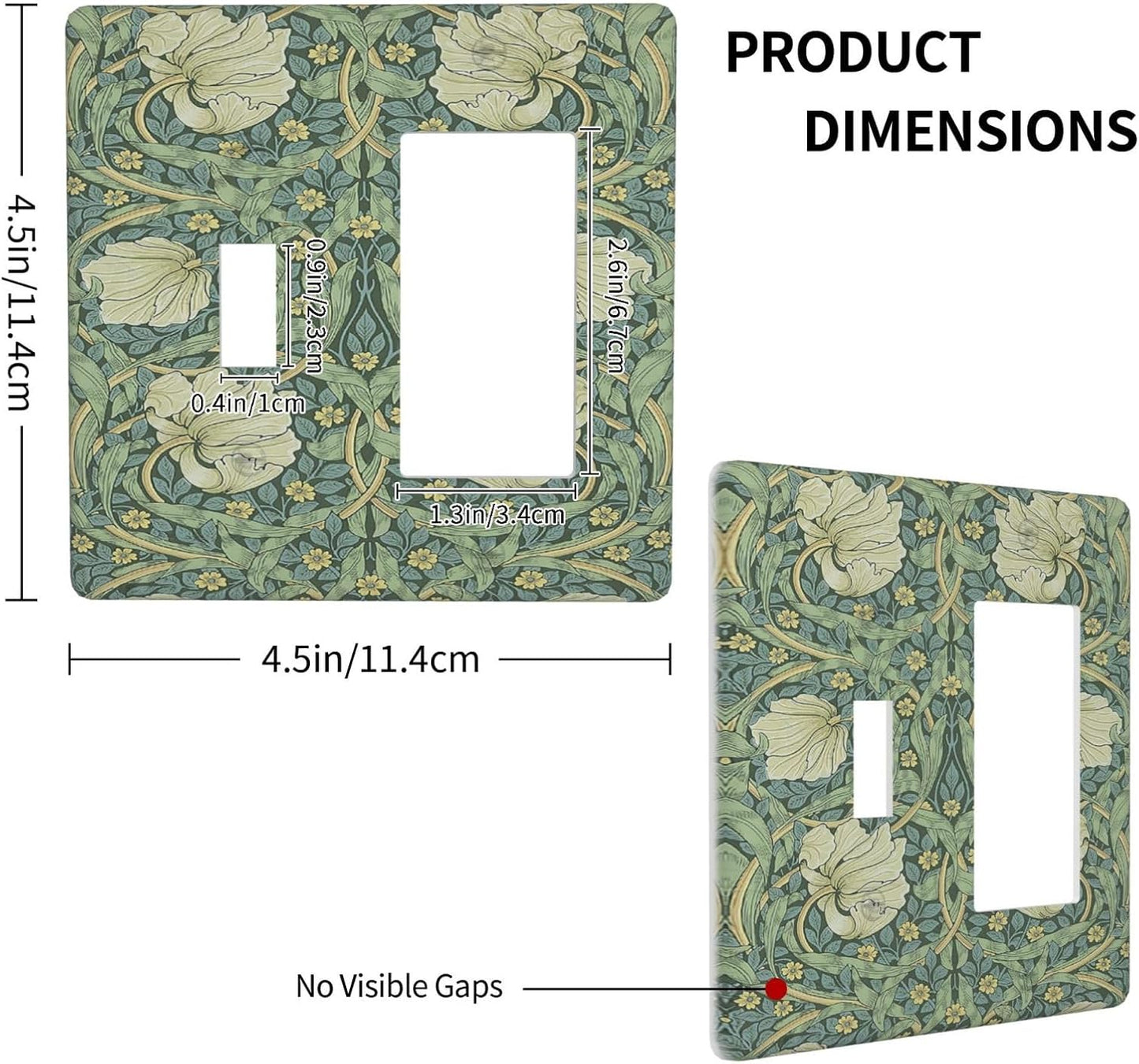 Outlet Covers Vintage Floral Plant Sage Green William Morris 1 Toggle 1 Rocker Combination Decorative Wall Plate Light Switch Cover Plate Electrical Switch Plates for Bedroom Home Decor