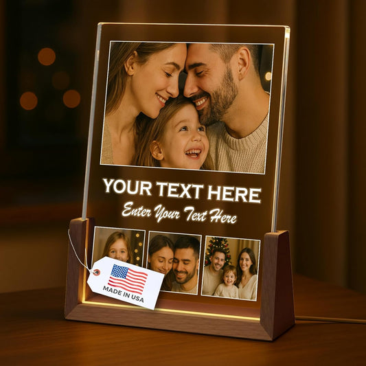 LOUISMIAA Customized Picture Frames with Night Light,Decorative Plaque Anniversary Birthday Mother’s Day Father’s Day Valentine’s Personalized Gifts Same Day Shipping