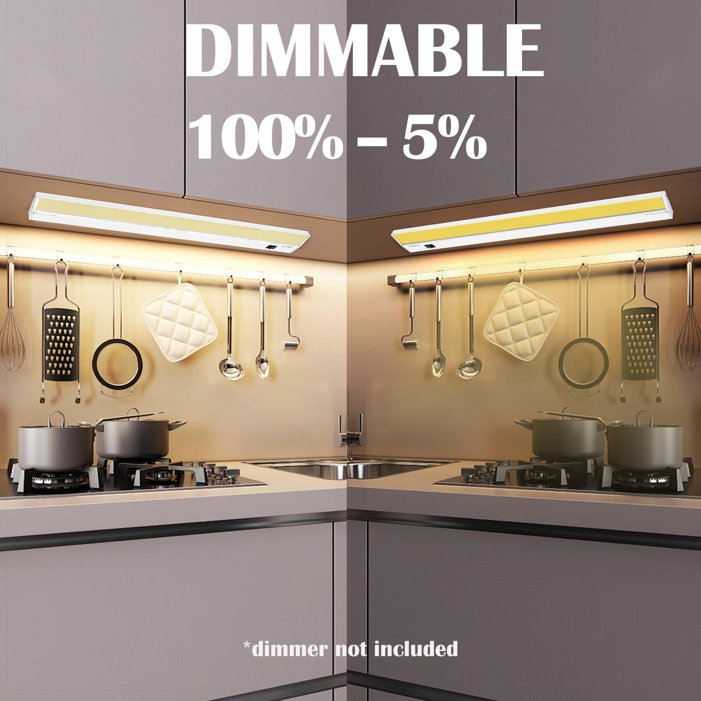 Ansen 18inch 15w 998.4lm Hardwired Under Cabinet Lights, 5CCT 2700K-5000K, CRI 92+, R9 90+, UGR Lower Than 16, LED Dimmable Under Counter Lighting for Kitchen