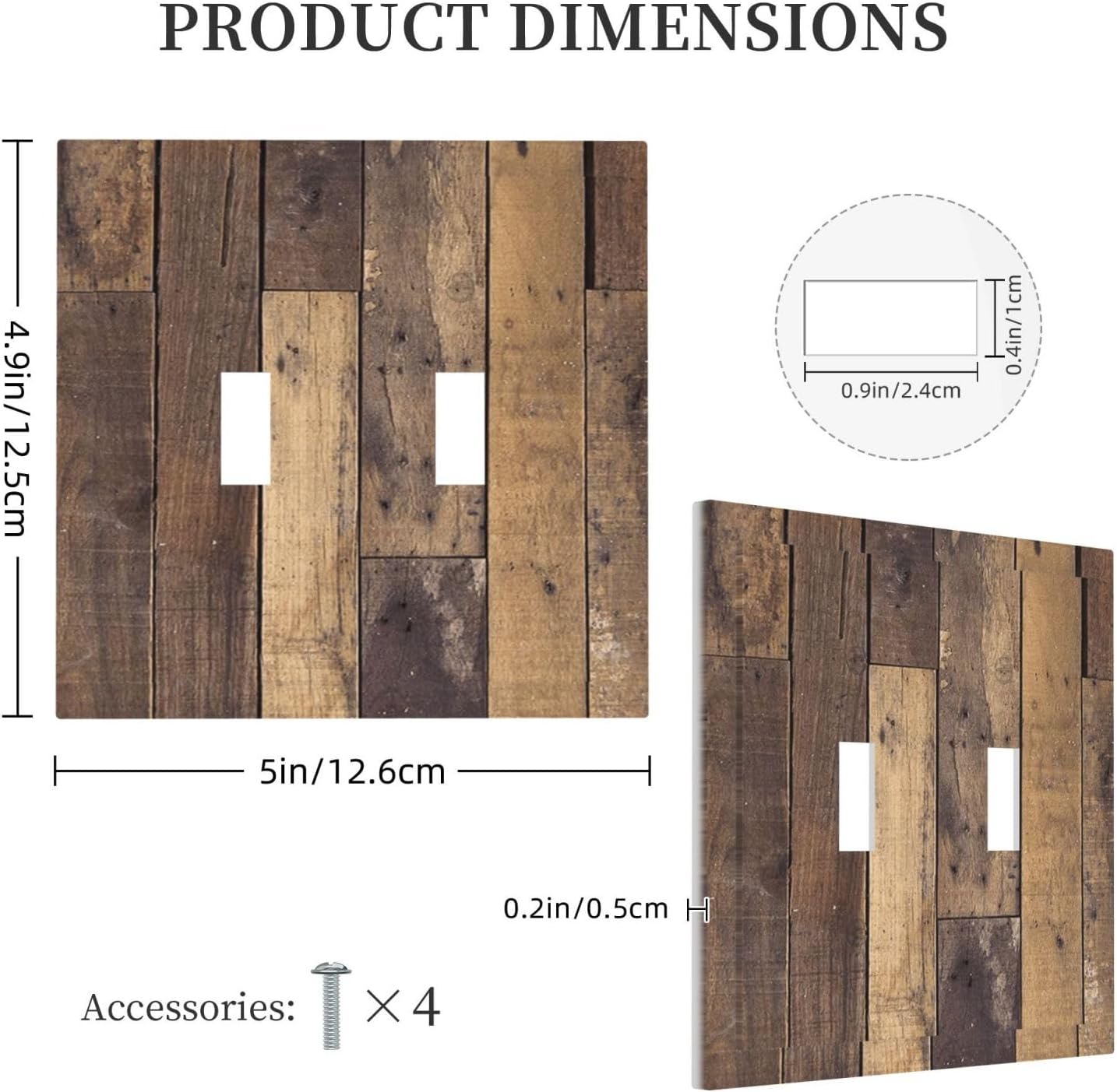 Cool Brown Wood Style Vintage Rustic Print Decorative Switch Plates 2 Gang Double Toggle Outlet Light Switch Cover Wall Plate Electrical Faceplate for Farmhouse Home Decor
