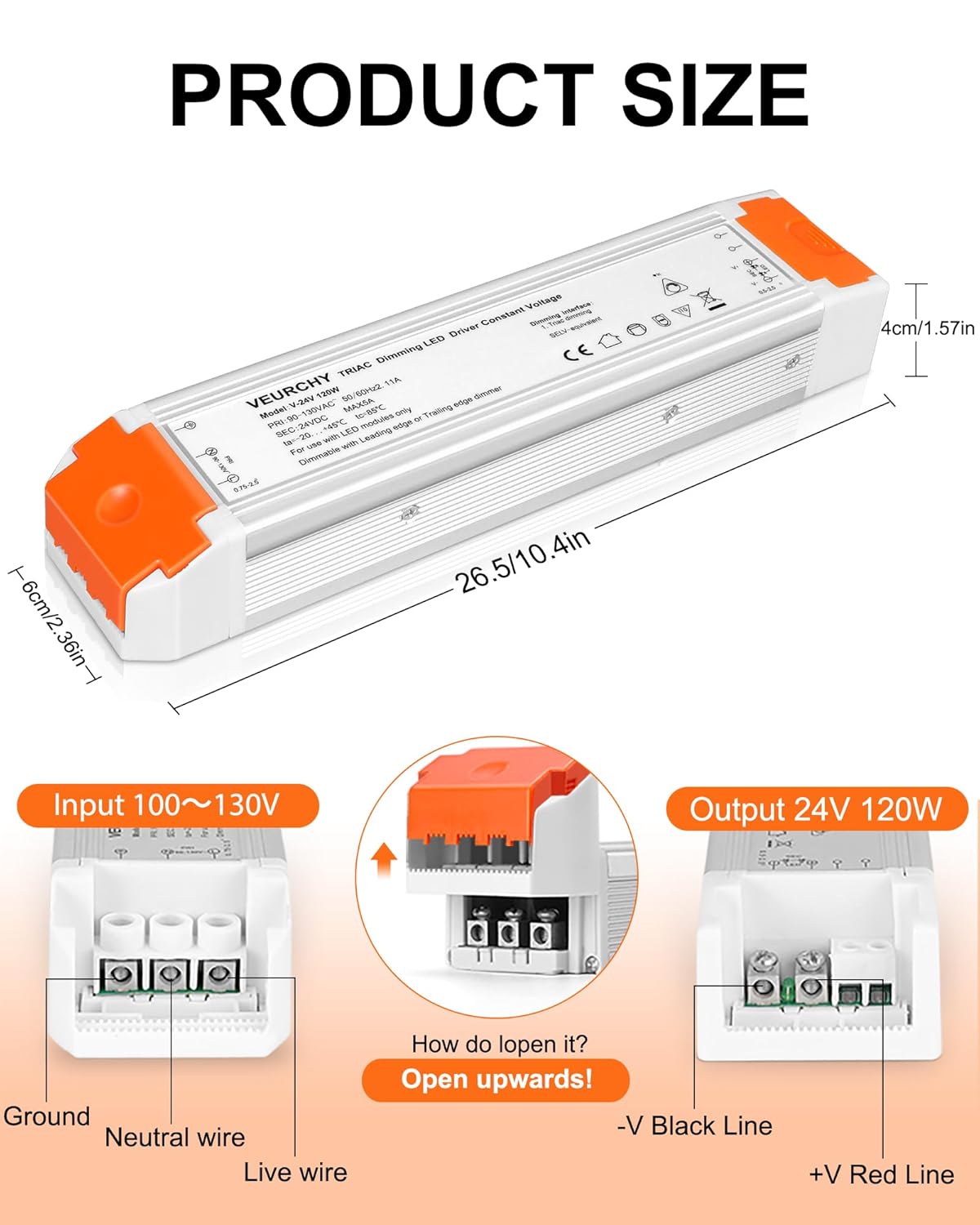 120W 24V Dimmable LED Driver,Triac Dimmable Transformer AC 120V to DC 24V 120 Watt Compatible with Lutron & Leviton Dimmer Switches, Dimmer Led Power Supply 24 Volt for Strip Lights
