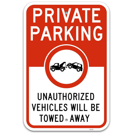 Brimar 10"x14" Private Parking Sign - Rust Free Aluminum, Weatherproof, Clear Designation for Private Parking Areas, Essential for Property Owners.