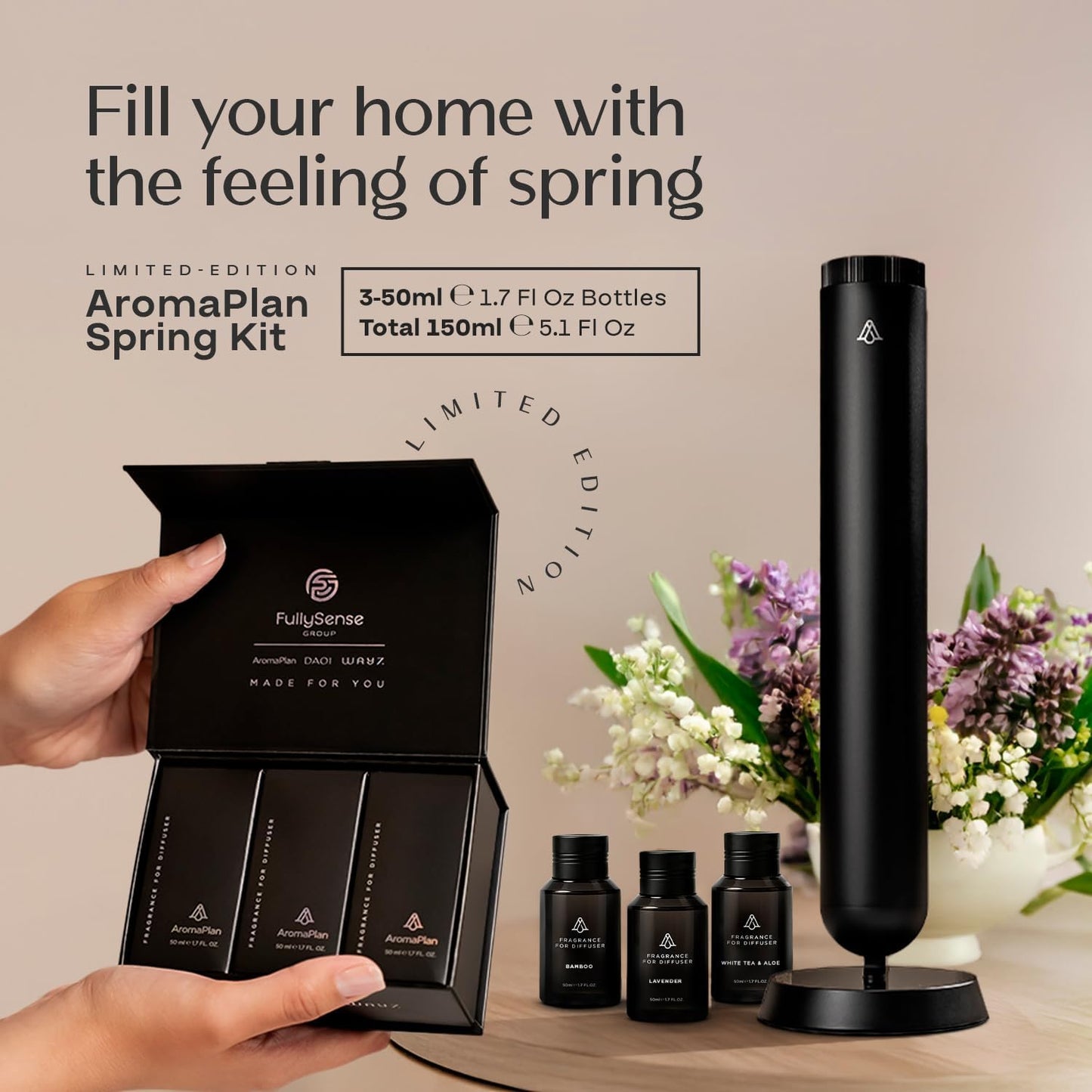 AromaPlan Home Spring Collection Scents,Hotel Premium Collection Set- 5 Star Hotel Collection- Natural, Non-Toxic Cold Air Diffuser Oil - Gift Ready, Diffuser Oils Scent (3 Pack/1.7 fl.oz (50 ml)