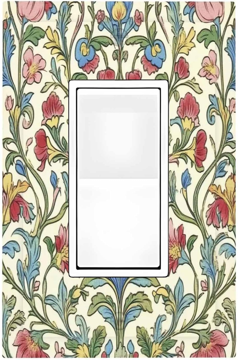 Decorative Outlet Covers Boho Red Floral Morris Plant Leaves 1 Gang Single Rocker Light Switch Cover Plate Wall Plates Gfci Faceplate For Farmhouse Cabin Decor