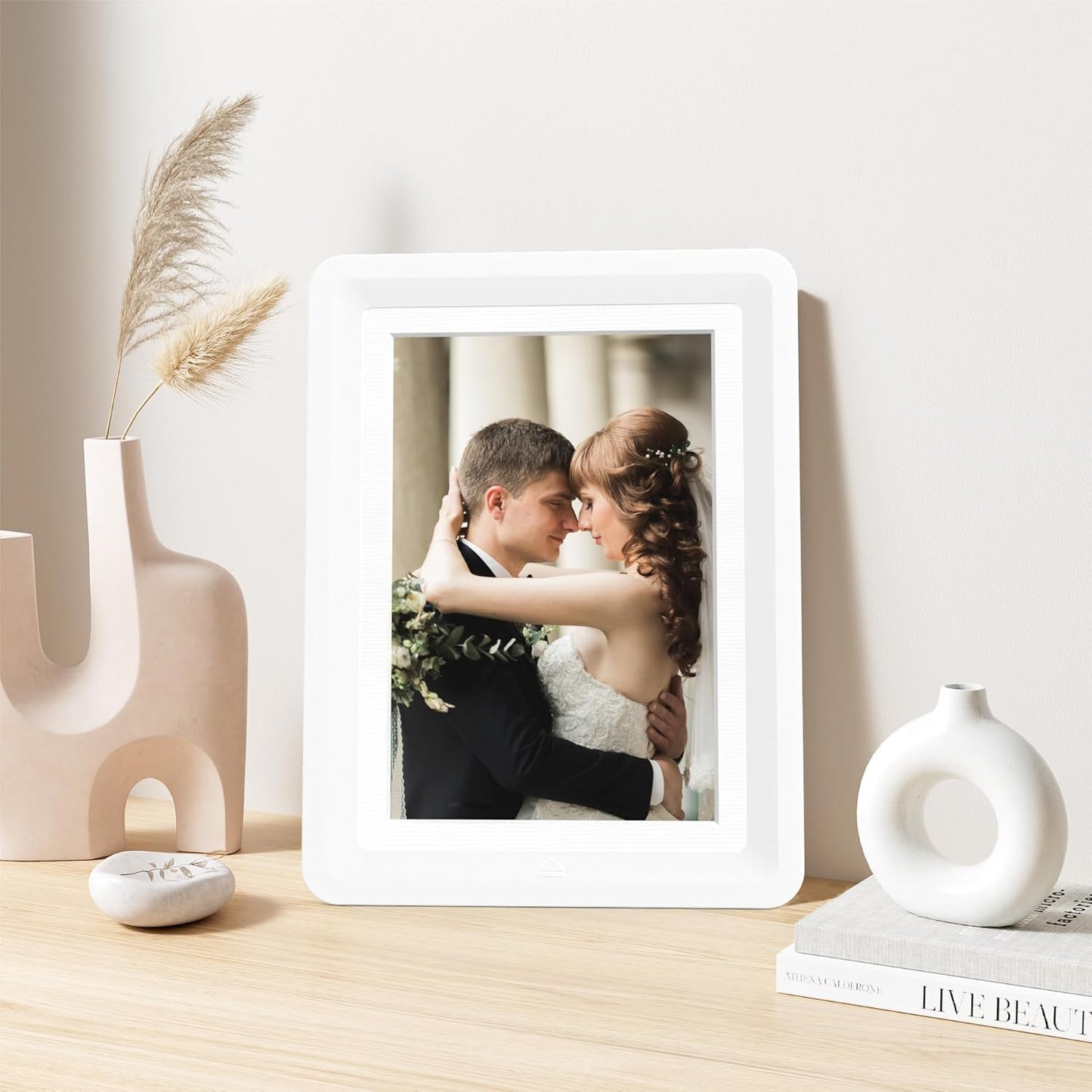 White 5x7 Picture Frame with Acrylic Front 1 Pack, ABS Frame for 5x7 or 4x6 Photos, Shatterproof UV-Resistant Tabletop Photo Frame, Vertical/Horizontal Display for Home Décor